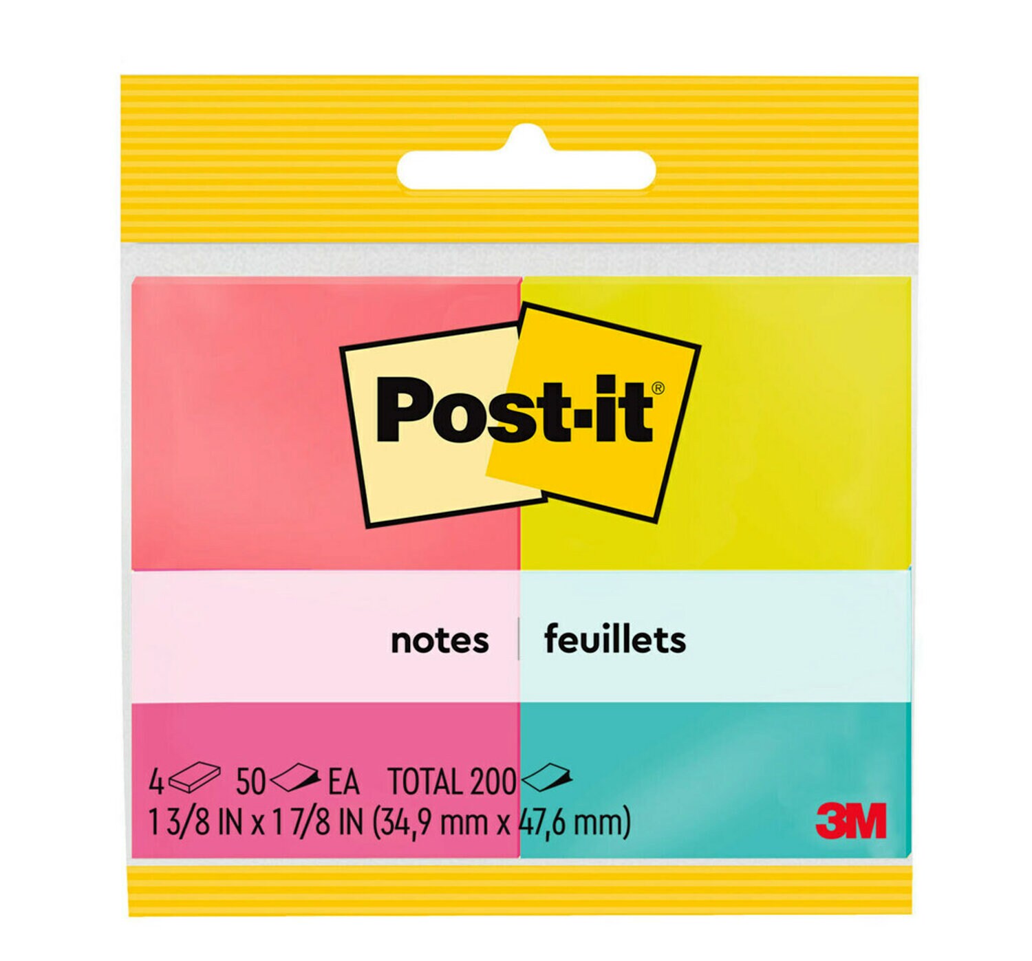 7100243050 - Post-it Notes 653-4-N, 1 3/8 in x 1 7/8 in (34,9 mm x 47,6 mm)