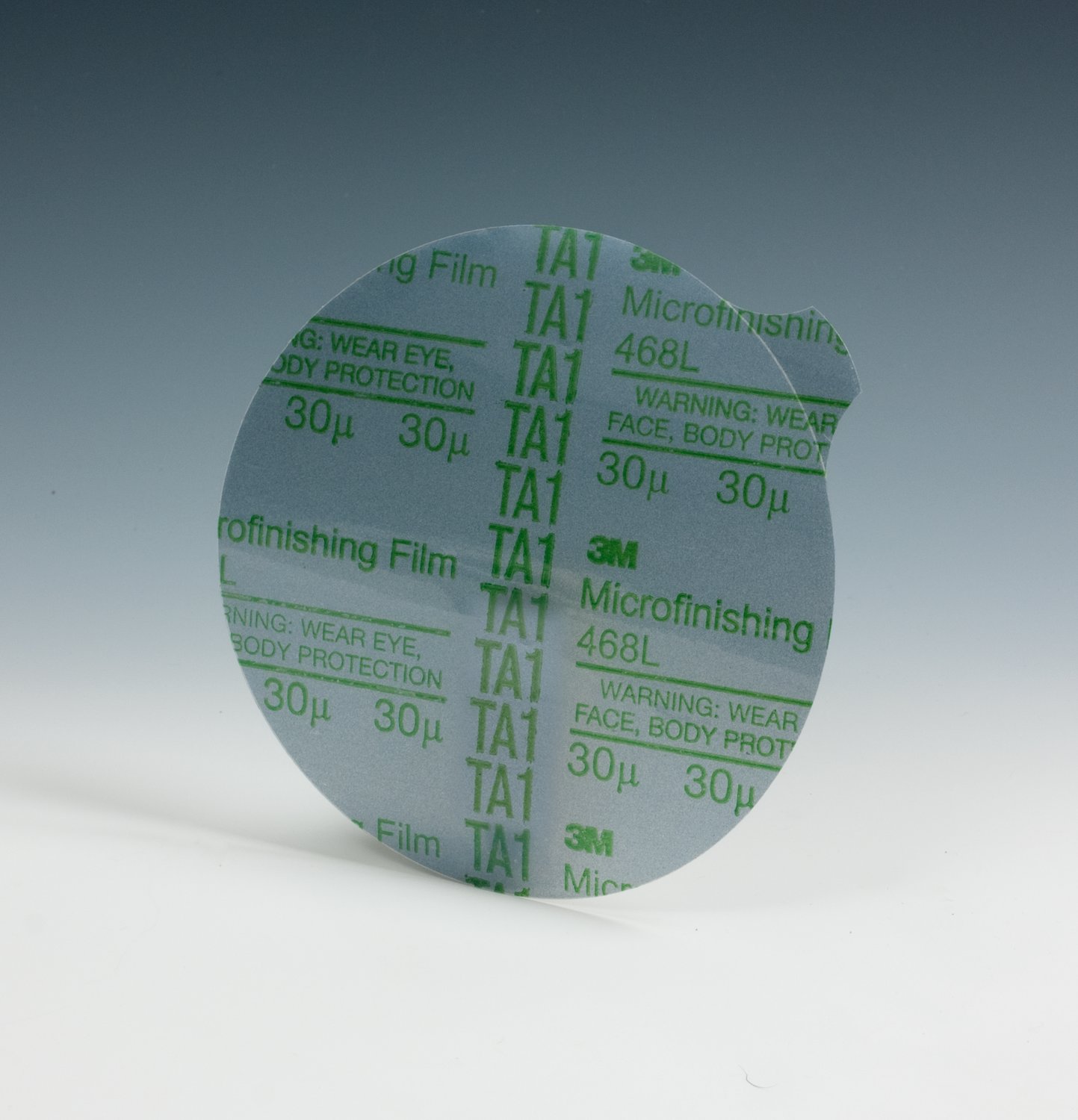 7010533297 - 3M Microfinishing PSA Film Disc 468L, 80 Mic 3MIL, Type E, 3 in x NH,
Die 300V
