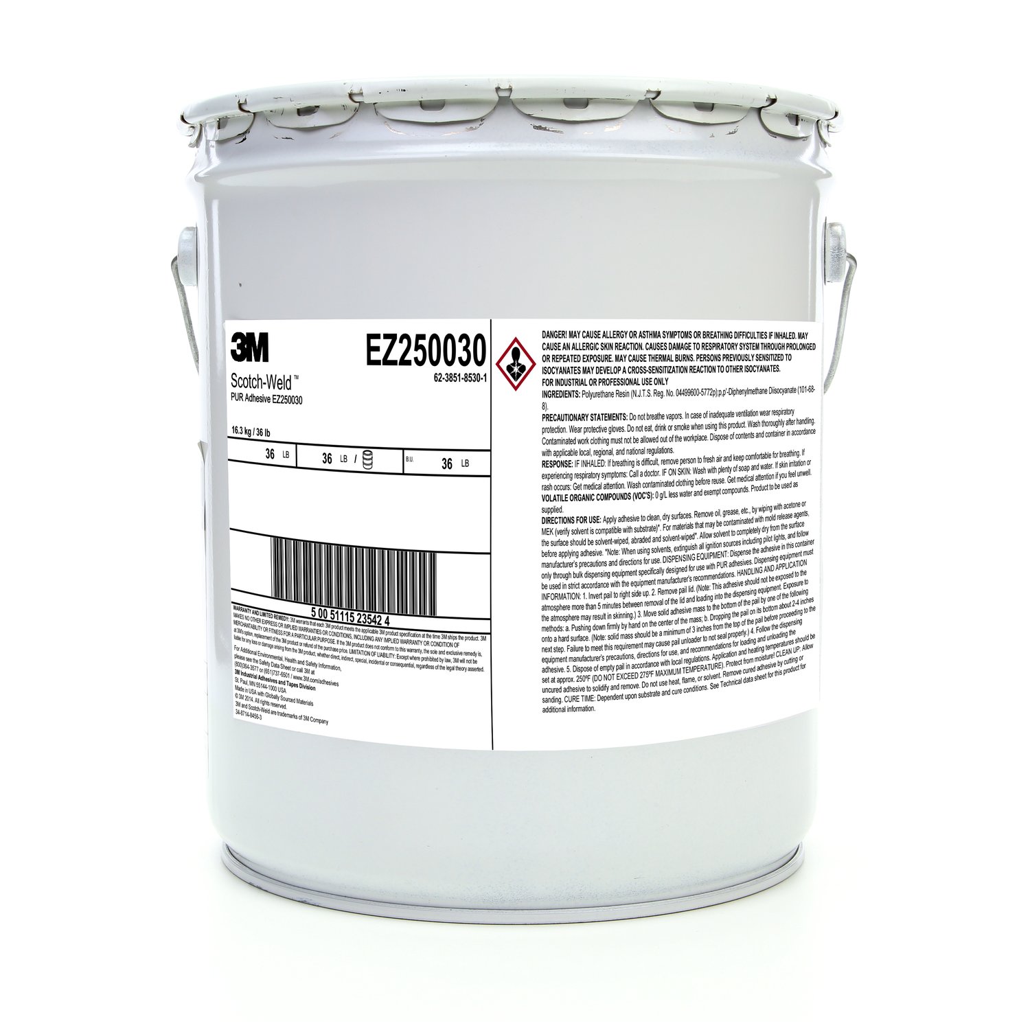 7000121357 - 3M Scotch-Weld PUR Adhesive EZ250030, Off-White, 5 Gallon Drum (36
lb), 1 Case/Drum