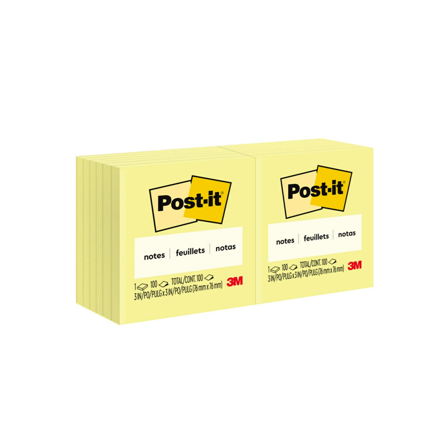 7010338347 - Post-it Notes 654 3 in x 3 in (7.62 cm x 7.62 cm) Canary Yellow