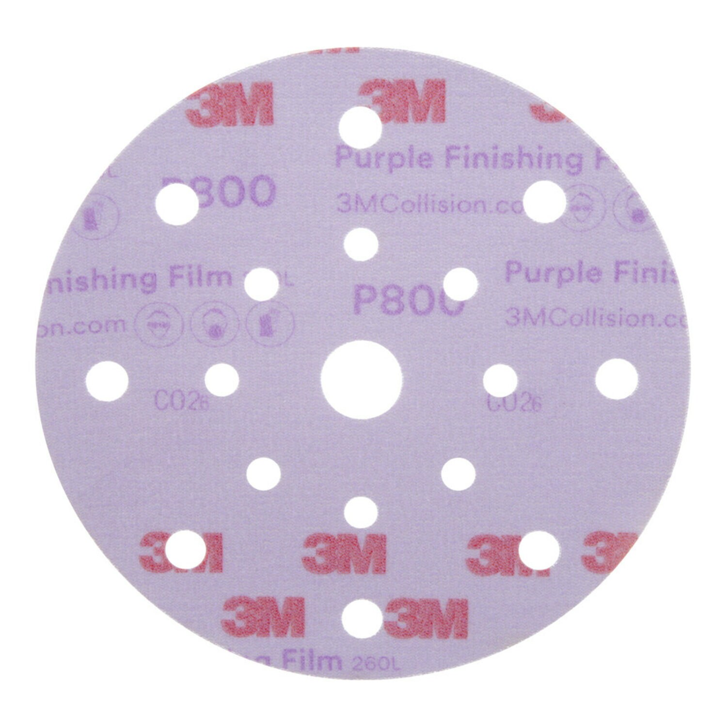 7100122797 - 3M Hookit Purple Finishing Film Abrasive Disc 260L, 34781, 6 in, Dust
Free, P800, 50 Discs/Carton, 4 Cartons/Case