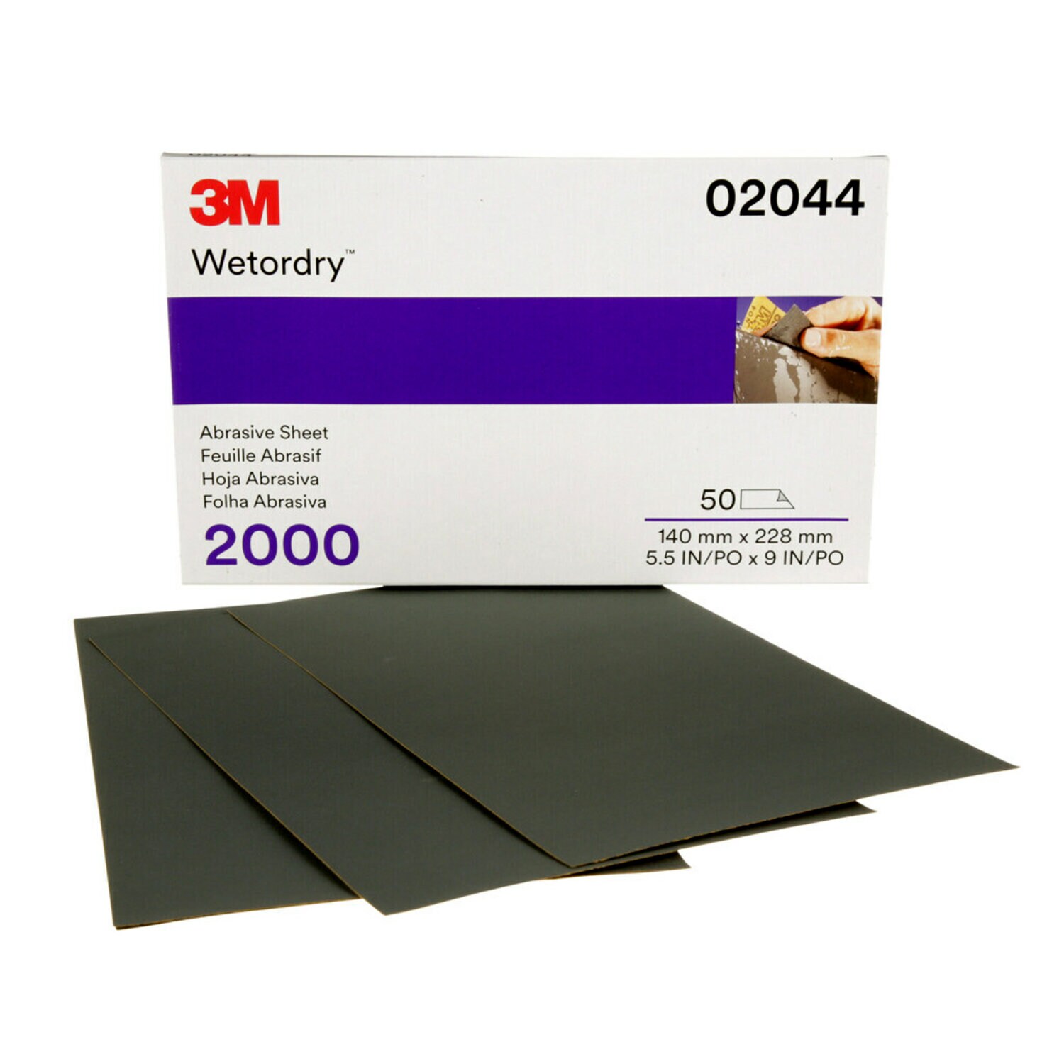 7000028328 - 3M Wetordry Abrasive Sheet 401Q, 02044, 2000, 5 1/2 in x 9 in, 50
sheets per carton, 5 cartons per case