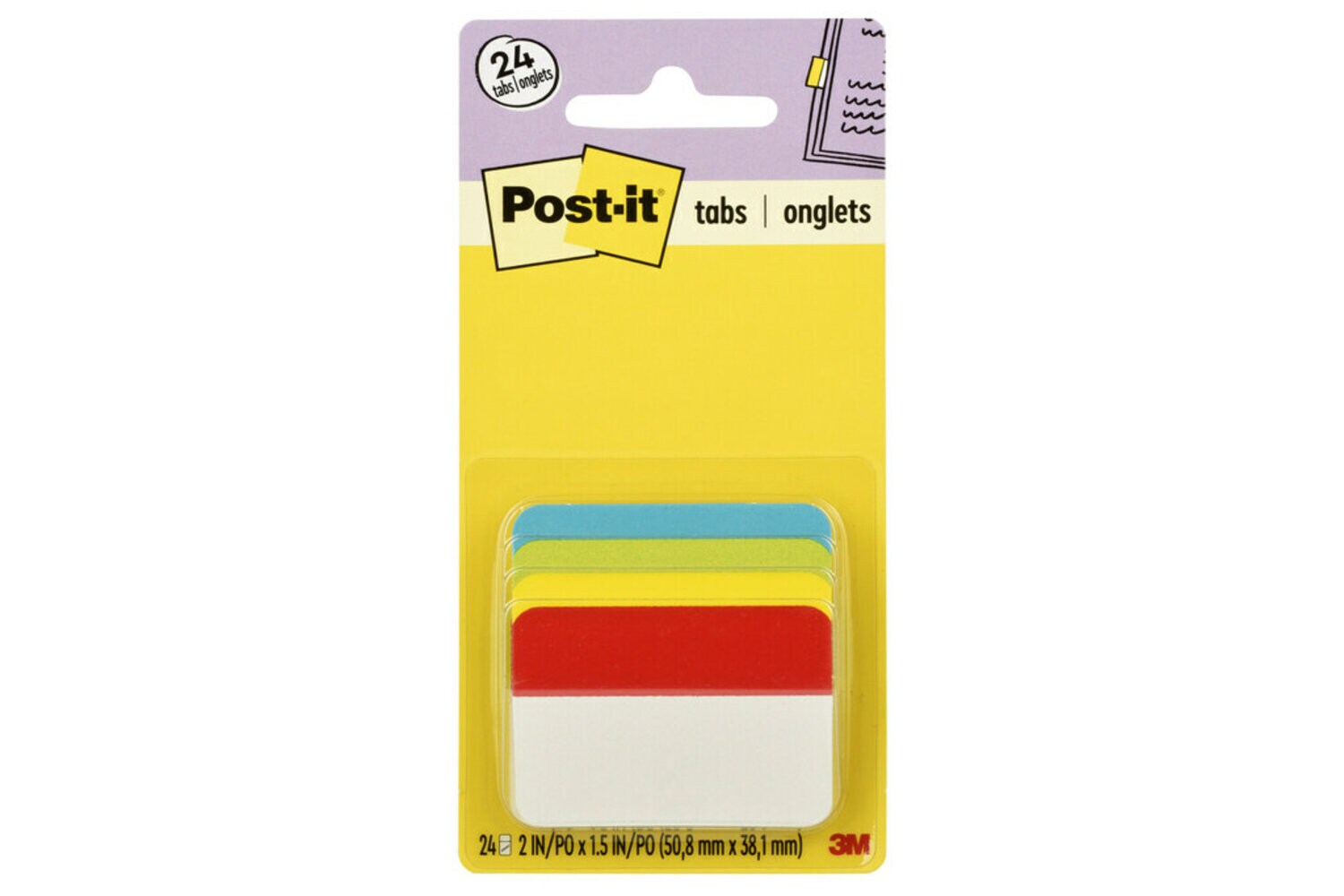 7010371173 - Post-it Filing Angle Tabs 686A-ALYR, 2 in. x 1.5 in. (50,8 mm x 38.1
mm)