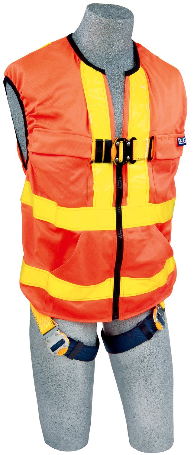 7012815878 - 3M DBI-SALA Delta Hi-Vis Reflective Workvest Safety Harness 1111581, Orange, X-Large