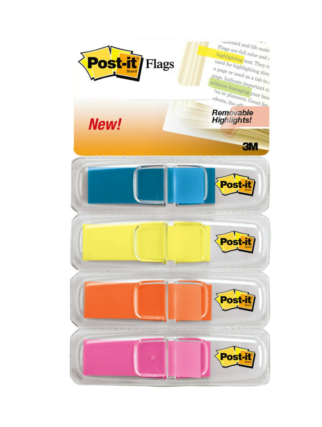7000028735 - Post-it Flags 683-4ABX, 4 Colors, 0.47 in x 1.7 in, 6 Pack/Carton, 4 Carton/Case