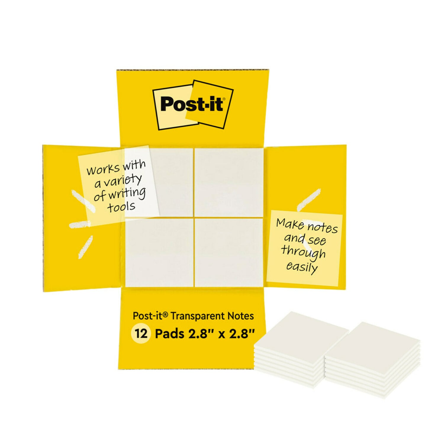 7100282601 - Post-it Transparent Notes 600-TRSPT-SIOC, 2-7/8 in x 2-7/8 in (73 mm x 73 mm)