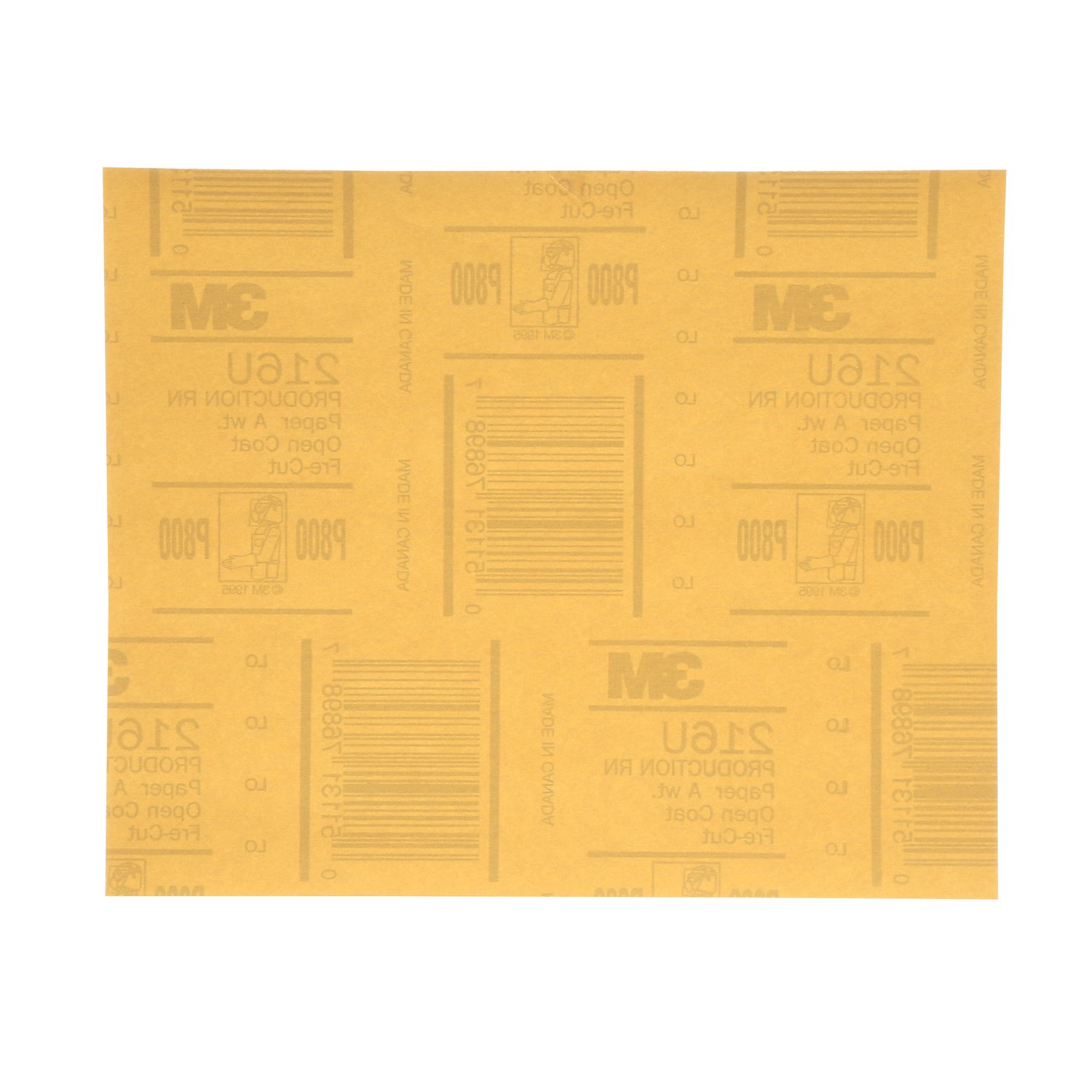 7000118275 - 3M Gold Abrasive Sheet, 02536, P800 grade, 9 in x 11 in, 50 sheets per
pack, 5 packs per case