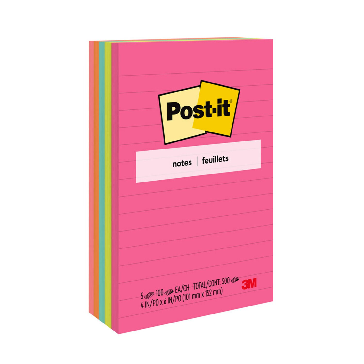 7100133152 - Post-it Notes, 660-5AN, 4 in x 6 in (101 mm x 152 mm)