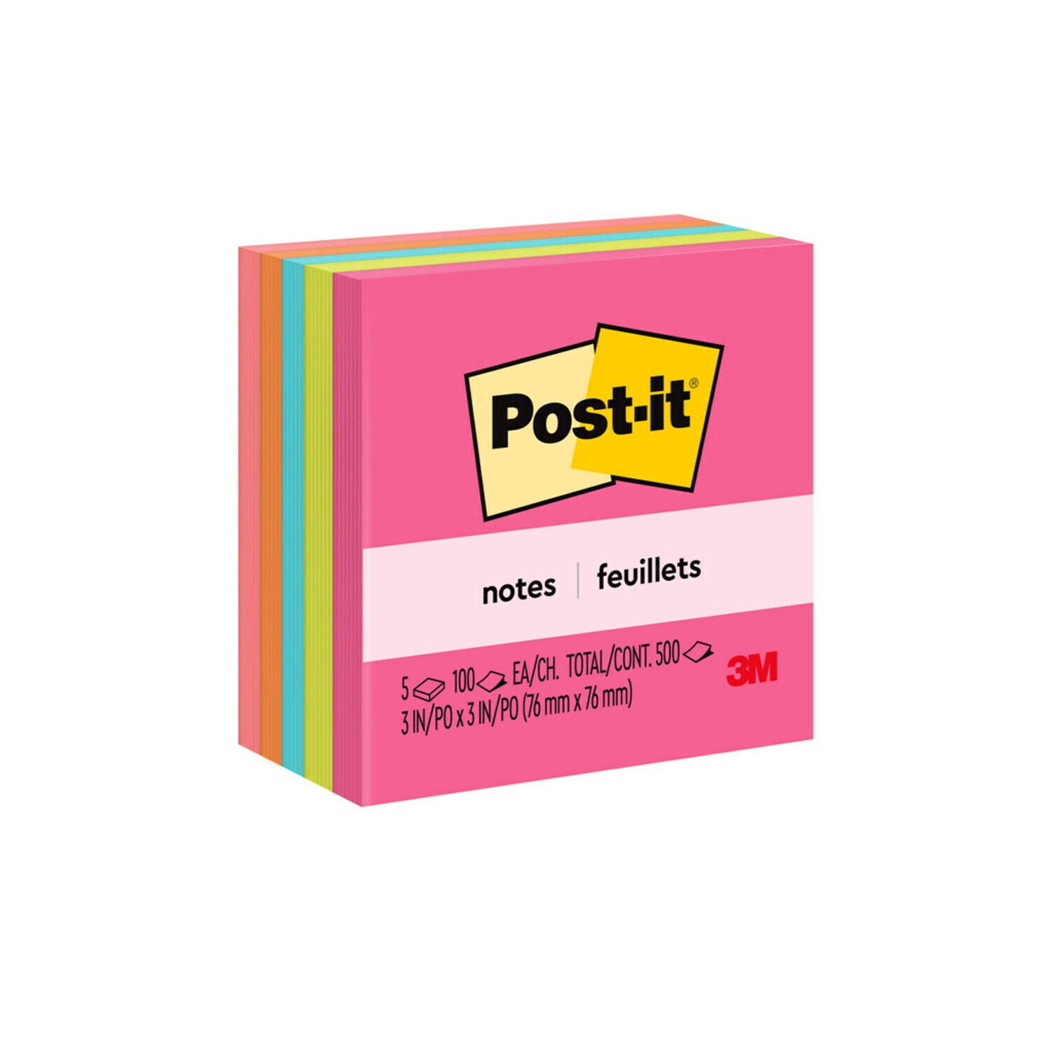 7100229687 - Post-it Notes 654-5PK, 3 in x 3 in (76 mm x 76 mm)