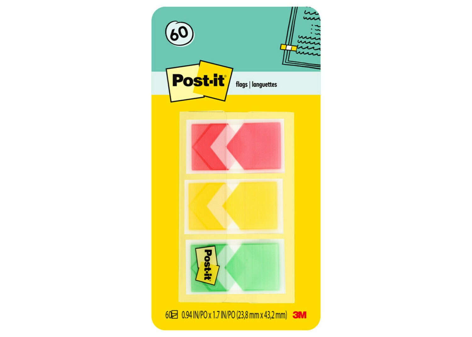 7100062011 - Post-it Prioritization Flags 682-ARR-RYG, .94 in. x 1.7 in. (24 mm x
43.2 mm)