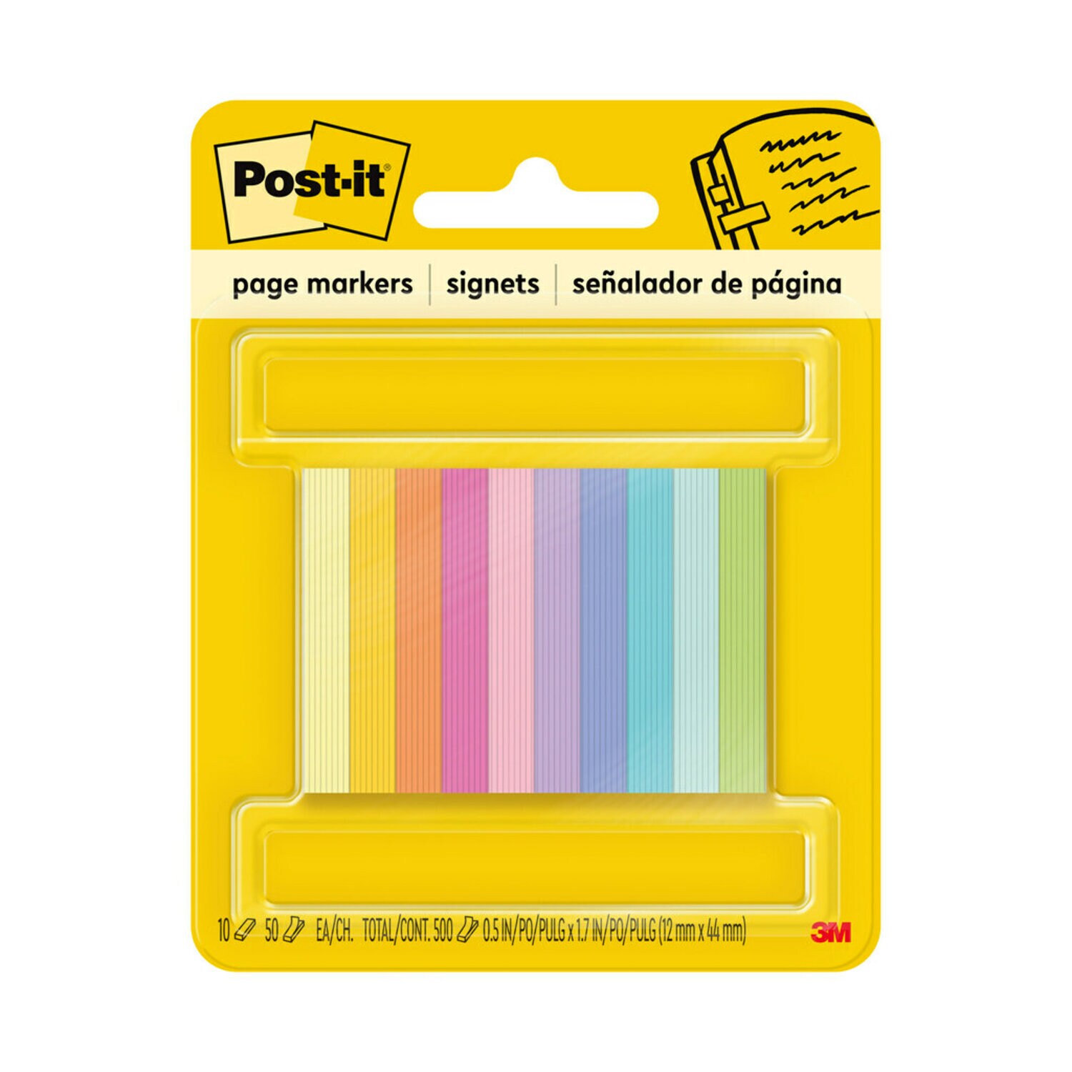 7100138892 - Post-it Page Marker, 670-10AB, 1/2 in x 1 3/4 in (12,7 mm x 44,4 mm)
