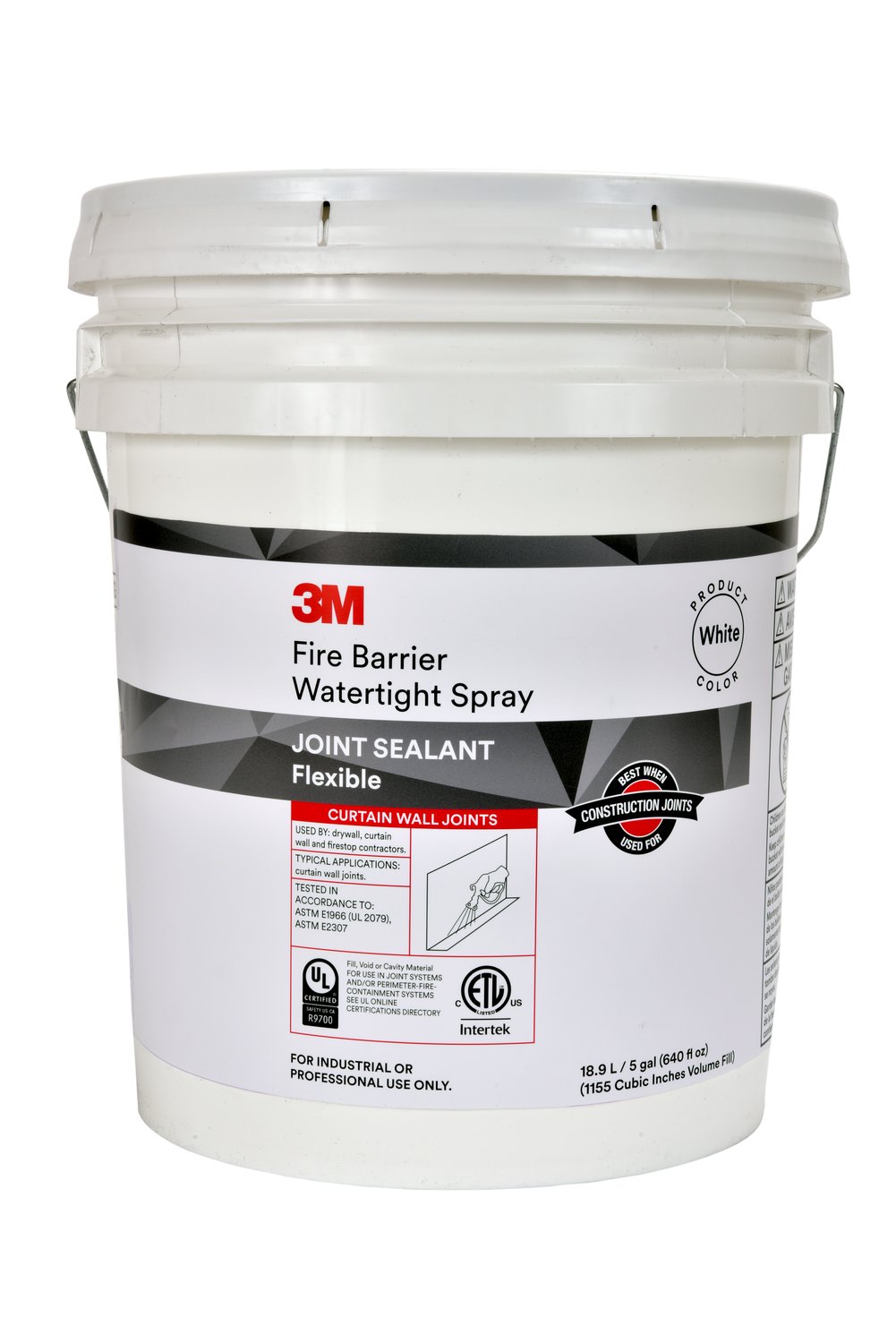 7100138396 - 3M Fire Barrier Water Tight Spray, White, 5 Gallon (Pail), Drum