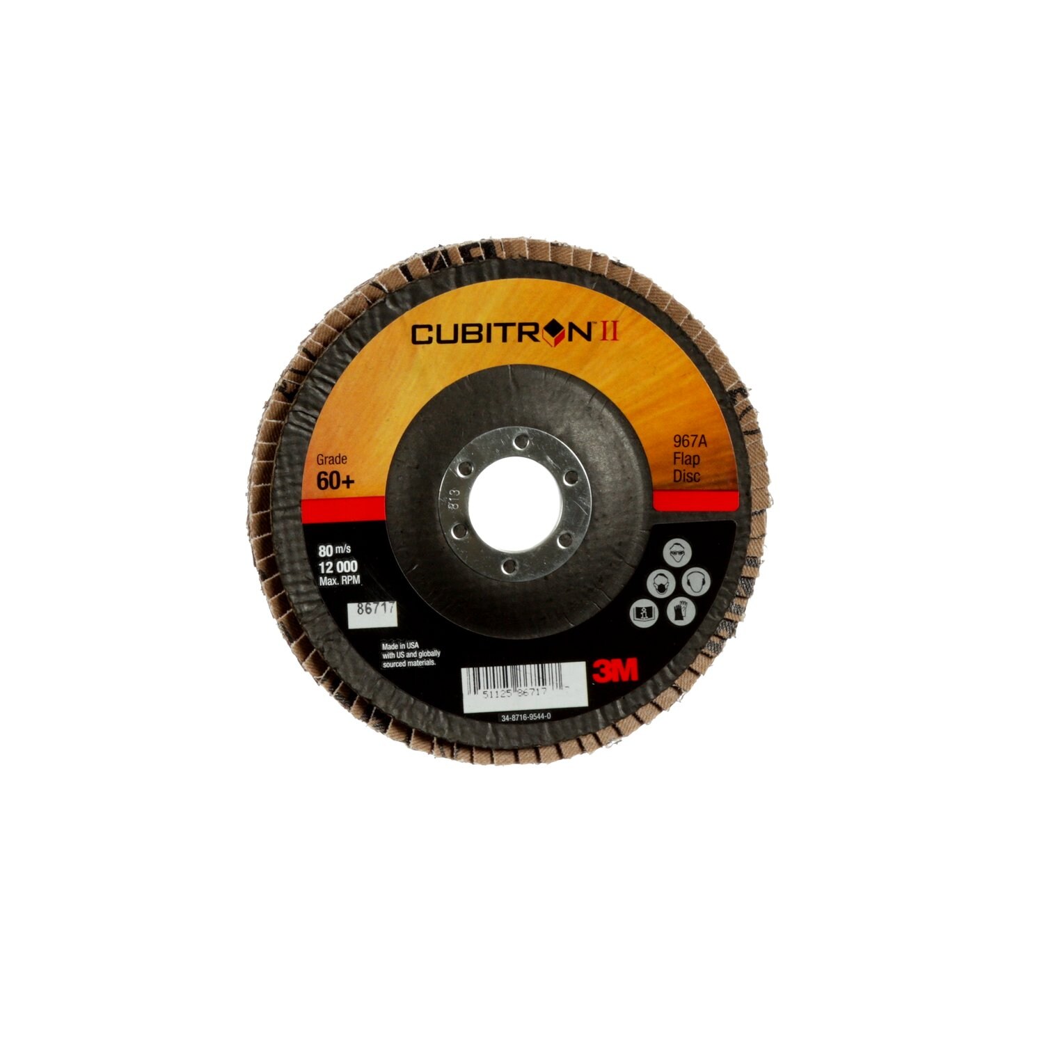 7000148198 - 3M Cubitron II Flap Disc 967A, 60+, T29, 5 in x 7/8 in, 10 ea/Case