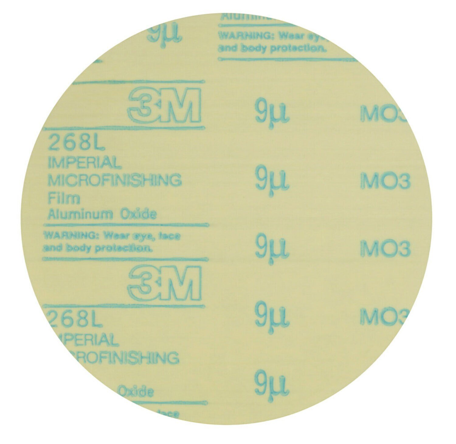 7010509800 - 3M Microfinishing PSA Film Disc 268L, 30 Mic 3MIL, Type D, 4 in x NH,
Die 400BB
