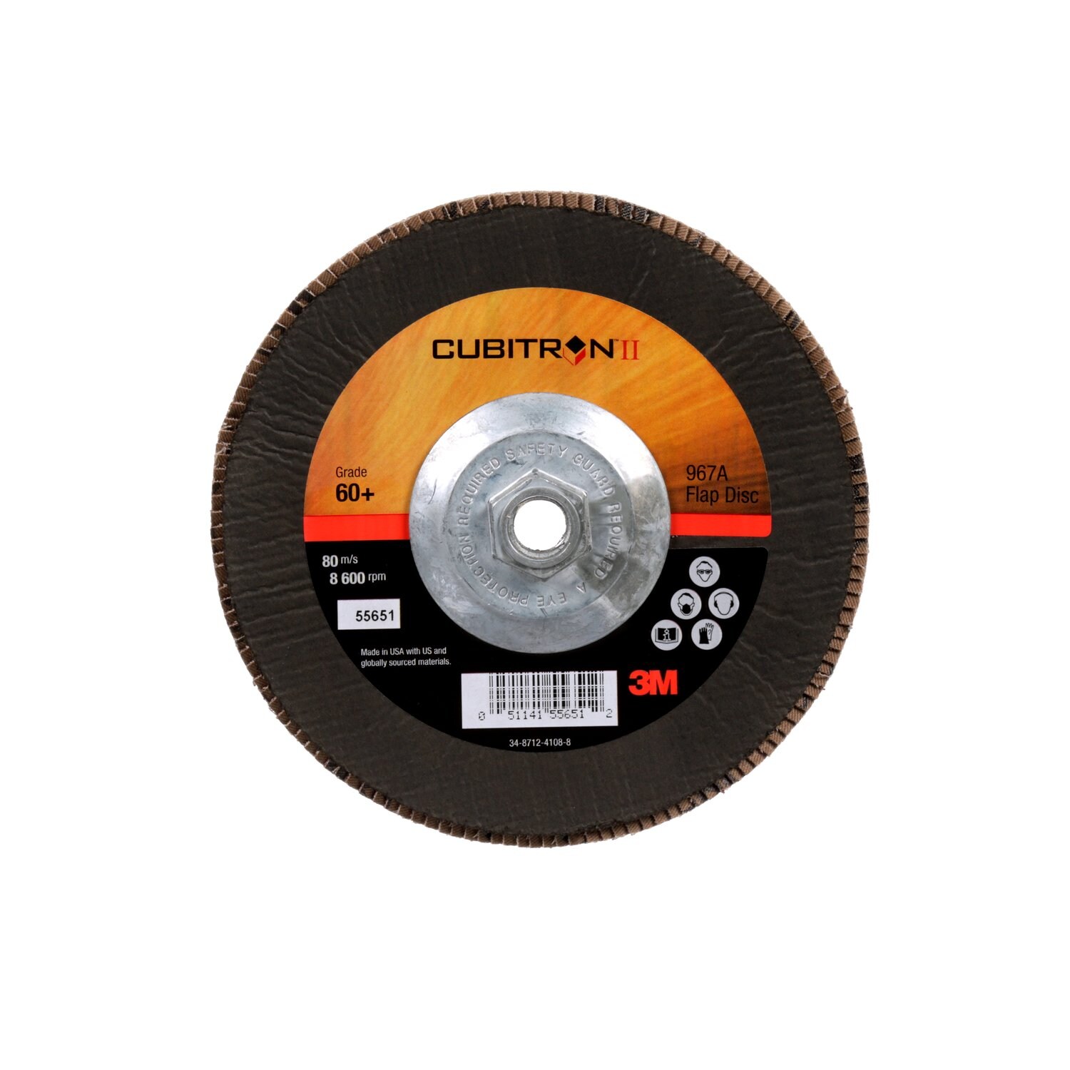 7010363309 - 3M Cubitron II Flap Disc 967A, 60+, T29 Quick Change, 7 in x 5/8"-11,
Giant, 5 ea/Case