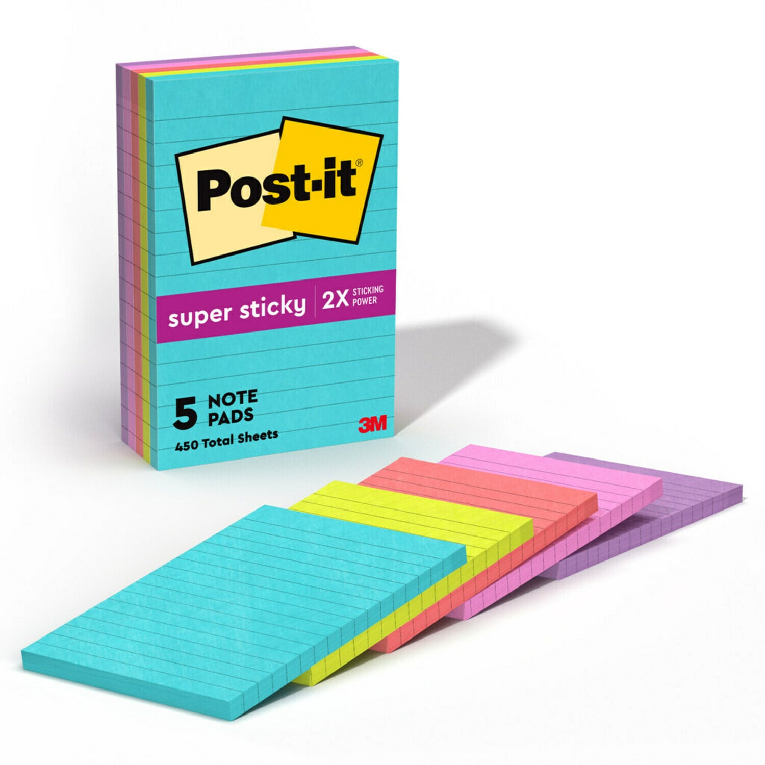 7100088278 - Post-it Super Sticky Notes 660-5SSMIA, 4 in x 6 in (101 mm x 152 mm),
Miami Collection, 8 Pads/Pack, 90 Sheets/Pad, Lined
