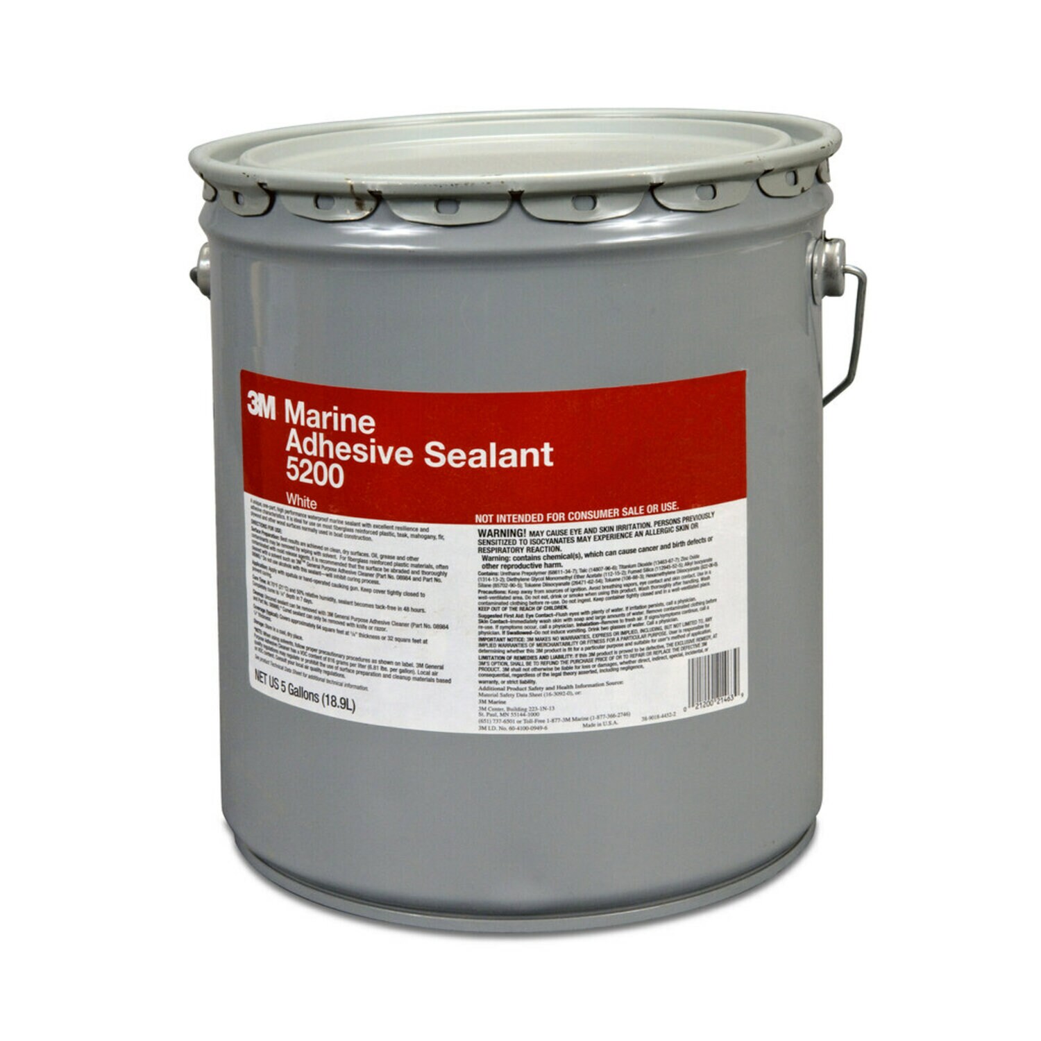 7010325698 - 3M Marine Adhesive Sealant 5200, PN21463, White, 5 Gallon (Pail), Drum