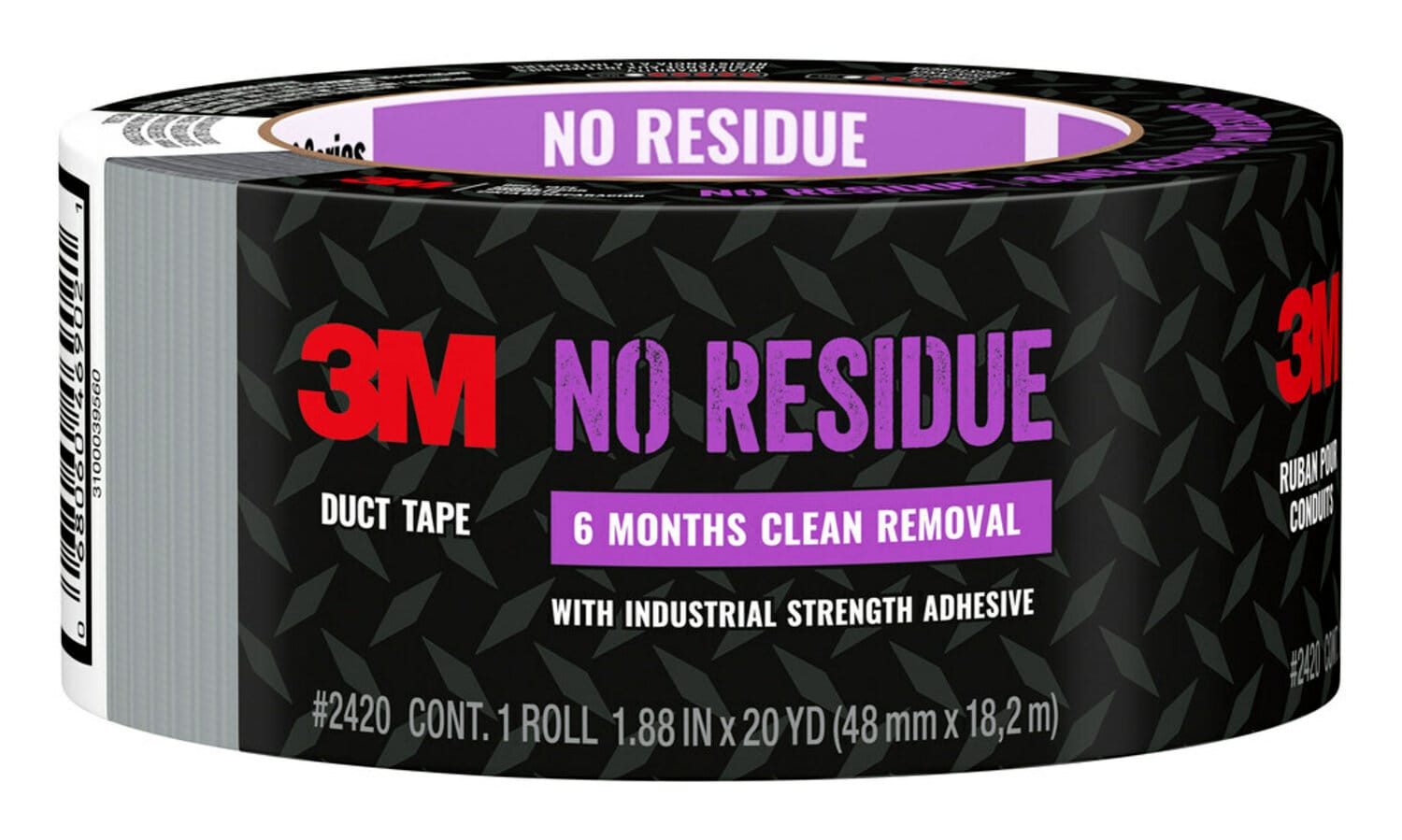 7100270251 - 3M No Residue Duct Tape 2420, 1.88 in x 20 yd (48 mm x 18.2 m)