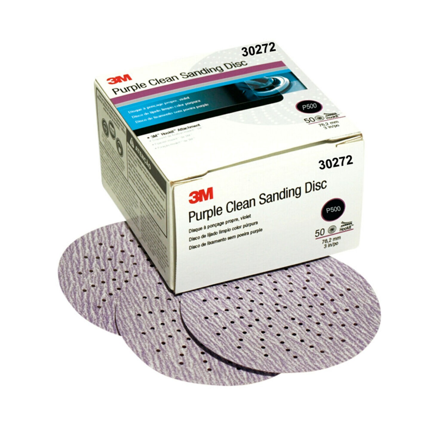 7000000488 - 3M Hookit Purple Clean Sanding Disc 343U, 30272, P500, 50 discs per
carton, 4 cartons per case
