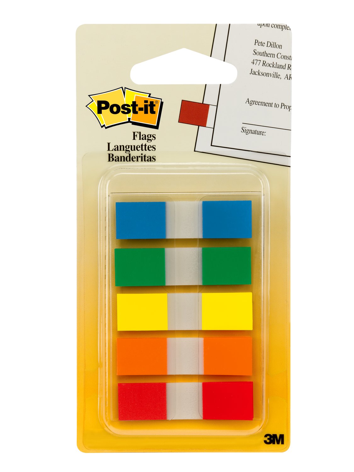 7100090805 - Post-it Flags 683-5CF, 5 Colors, 0.47 in x 1.7 in, 6 Pack/Carton, 4 Carton/Case