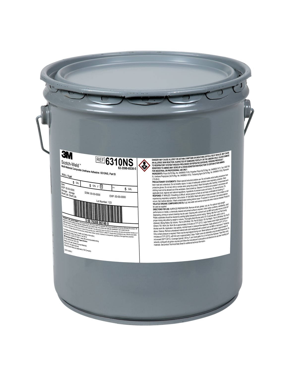 7100143915 - 3M Scotch-Weld Multi-Material Composite Urethane Adhesive 6310NS,
Green, Part B, 5 Gallon (Pail), Drum