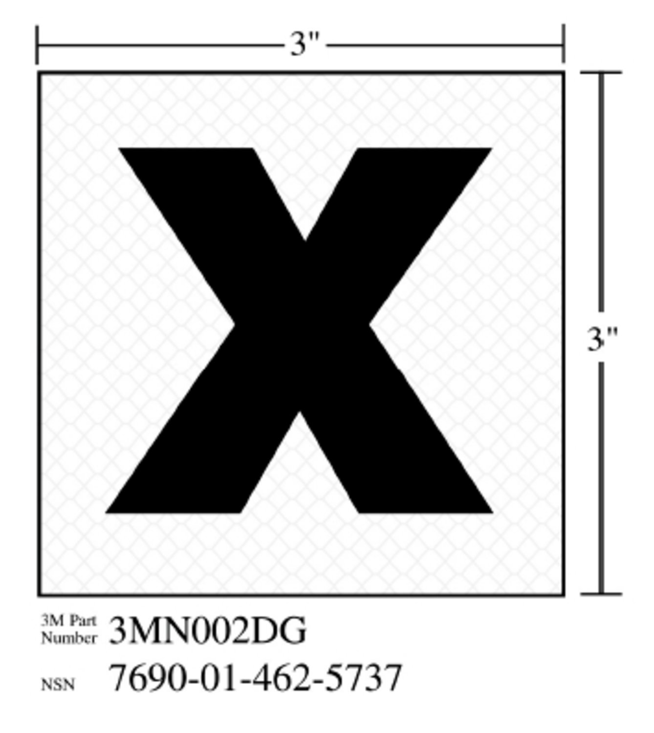7010291655 - 3M Diamond Grade Damage Control Sign 3MN002DG, "X-Ray", 3 in x 3 in, 10/Package