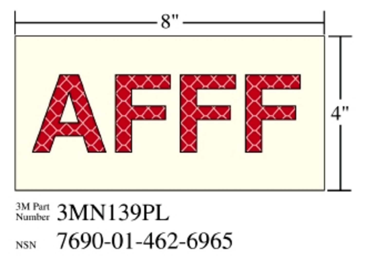 7010389824 - 3M Photoluminescent Film 6900, Shipboard Sign 3MN139PL, 8 in x 4 in,
AFFF, 10/Package
