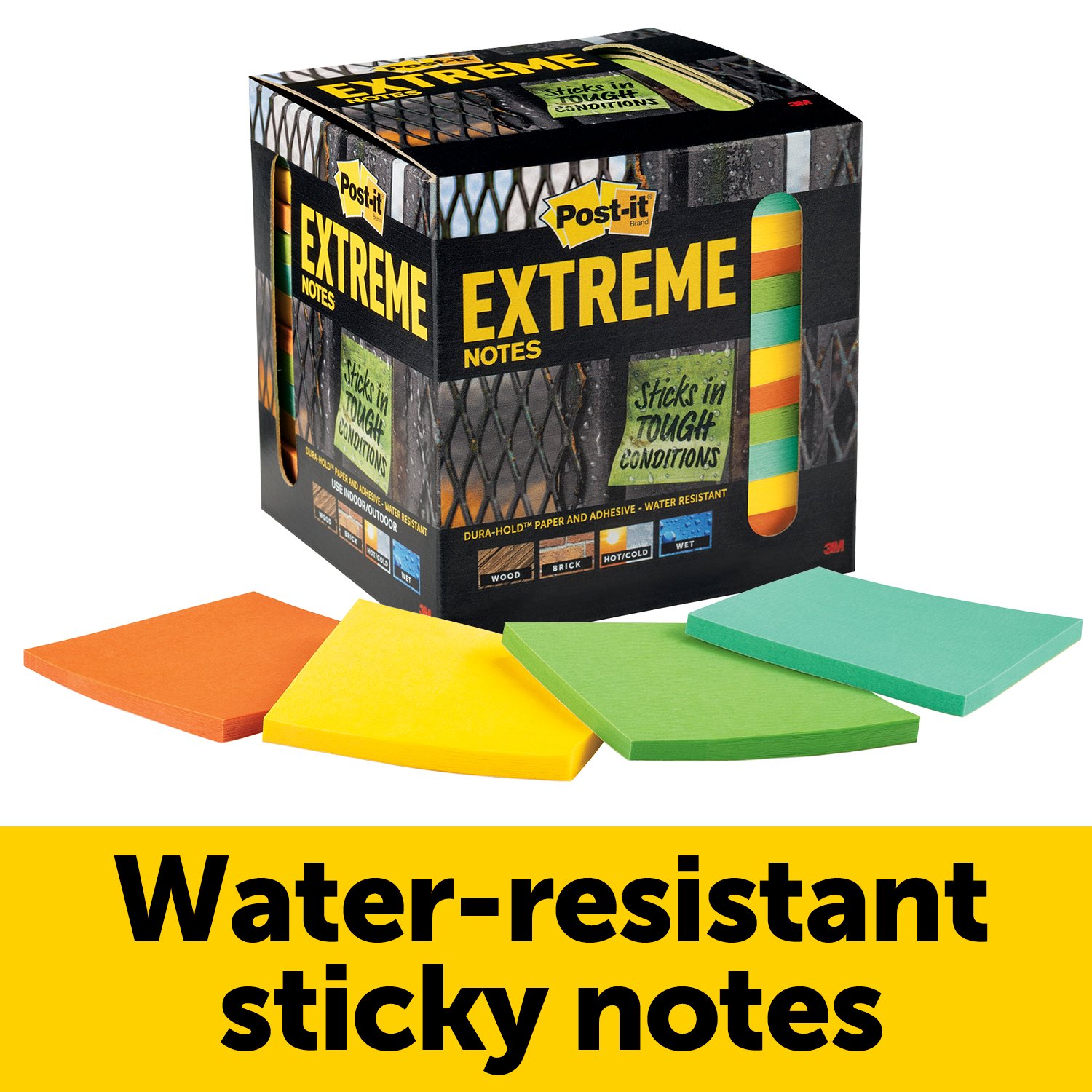 7100156011 - Post-it Extreme Notes, EXTRM33-12TRYX, 3 in x 3 in (76 mm x 76 mm)