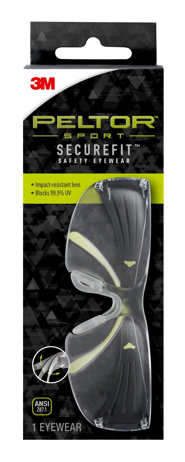 7100243511 - Peltor Sport SecureFit Safety Eyewear SF400-PC-9, Clear/AF Lens, 9 ea/cs