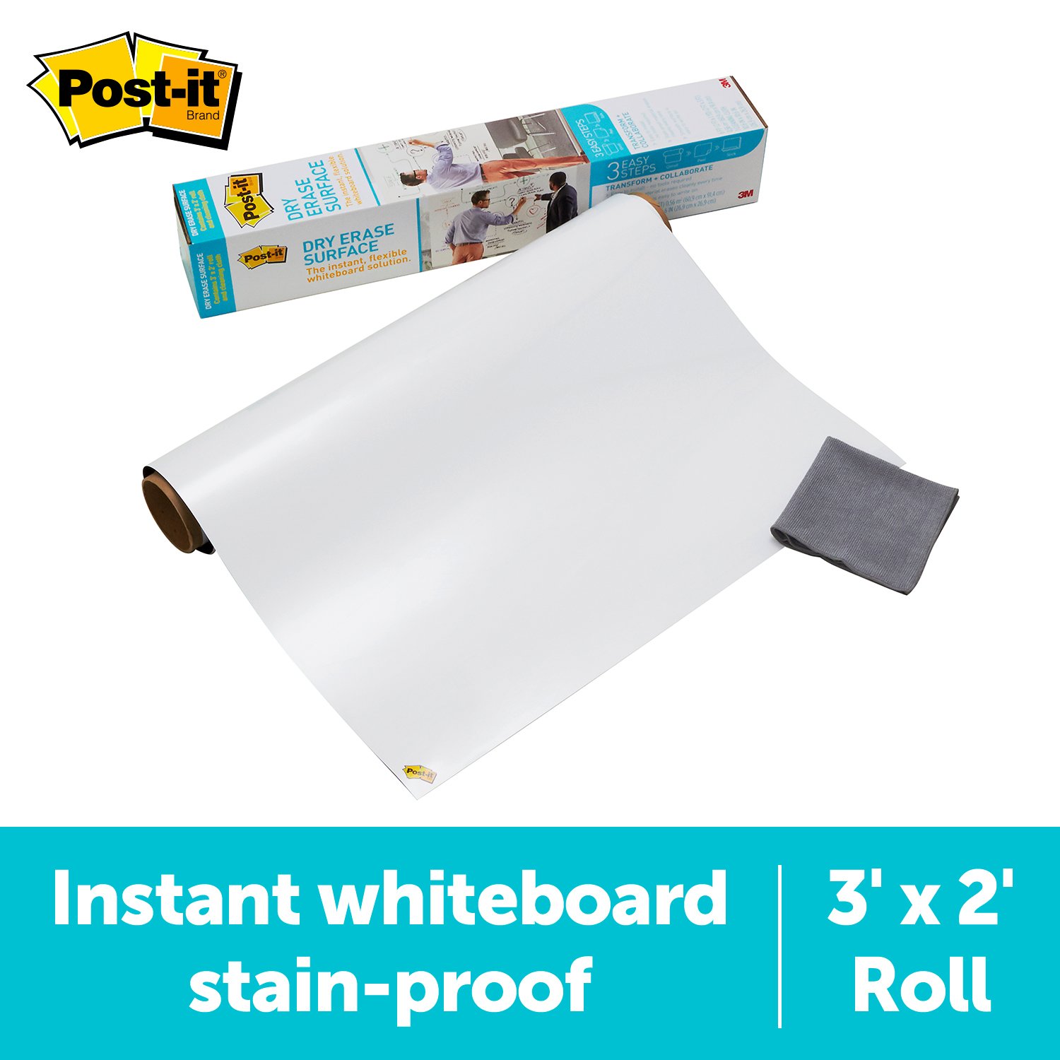 7100217882 - Post-it Super Sticky Dry Erase Surface DEF3x2, 2 ft x 3 ft (60.9 cm x 91.4 cm)