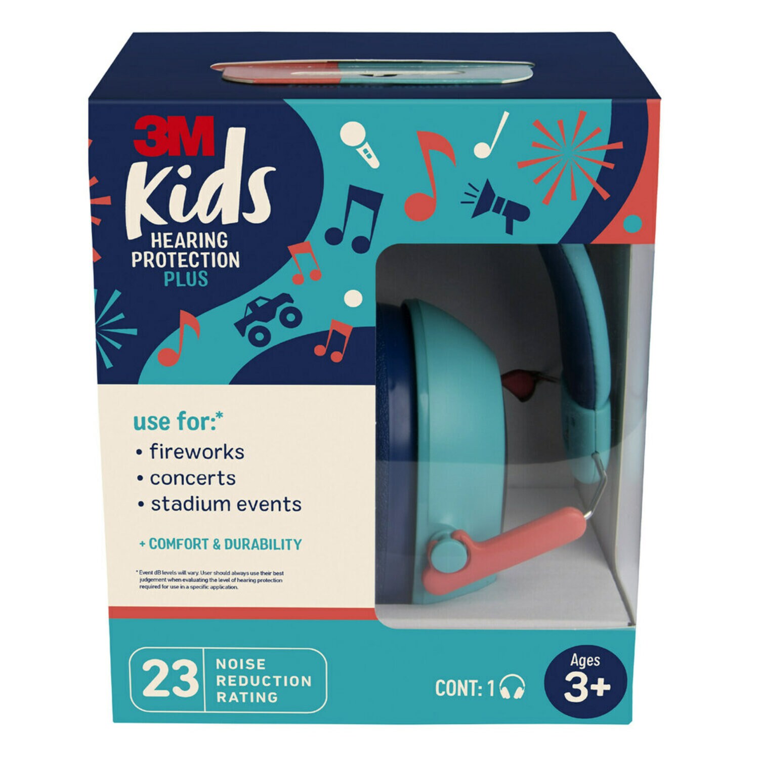 7100219665 - 3M Kids Hearing Protection Plus PKIDSP-TEAL, Teal, 4 ea/case