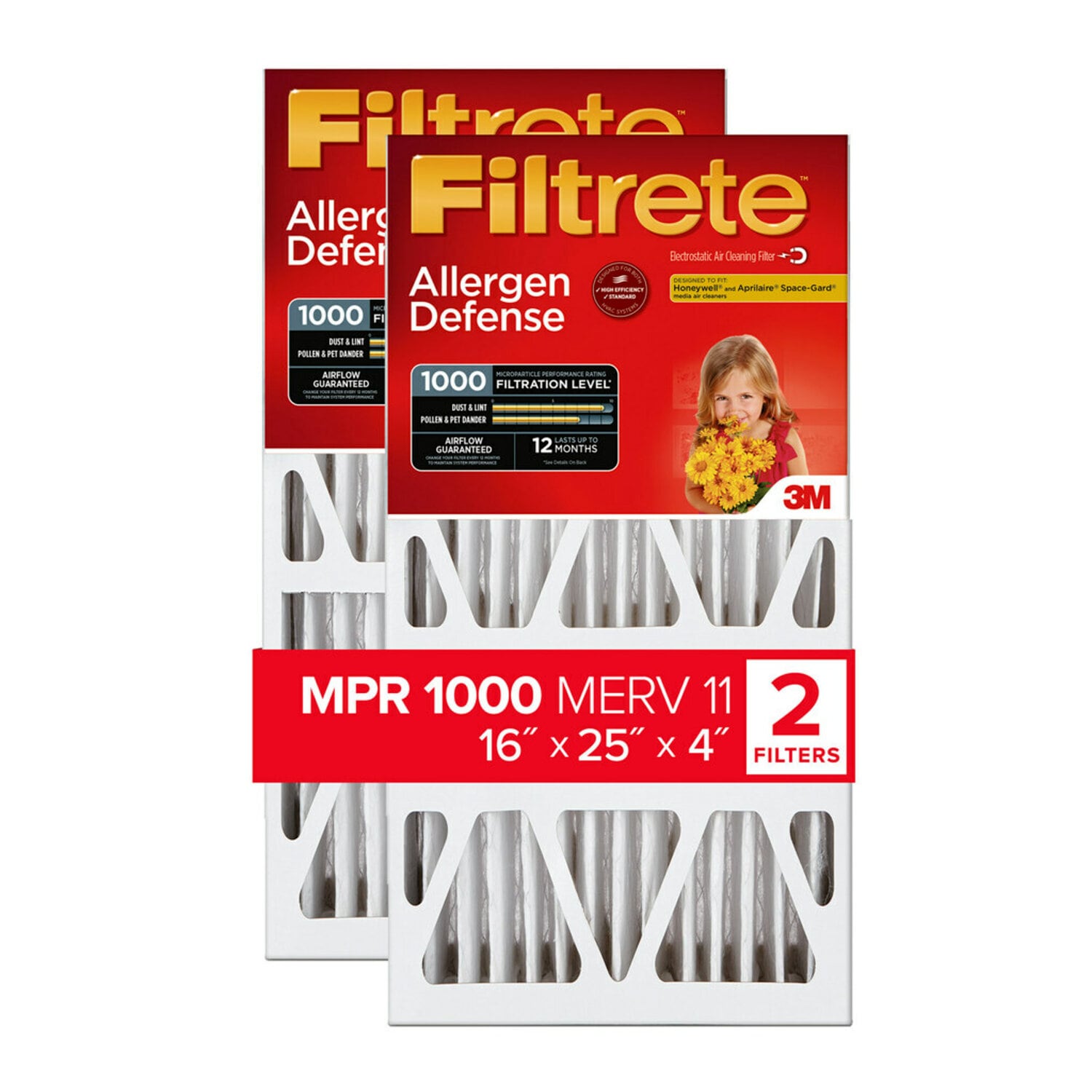 7100268186 - Filtrete High Performance Air Filter 1000 MPR NADP01-2PK-1E, 16 in x 25 in x 4 in (40.6 cm x 63.5 cm x 10.1 cm)