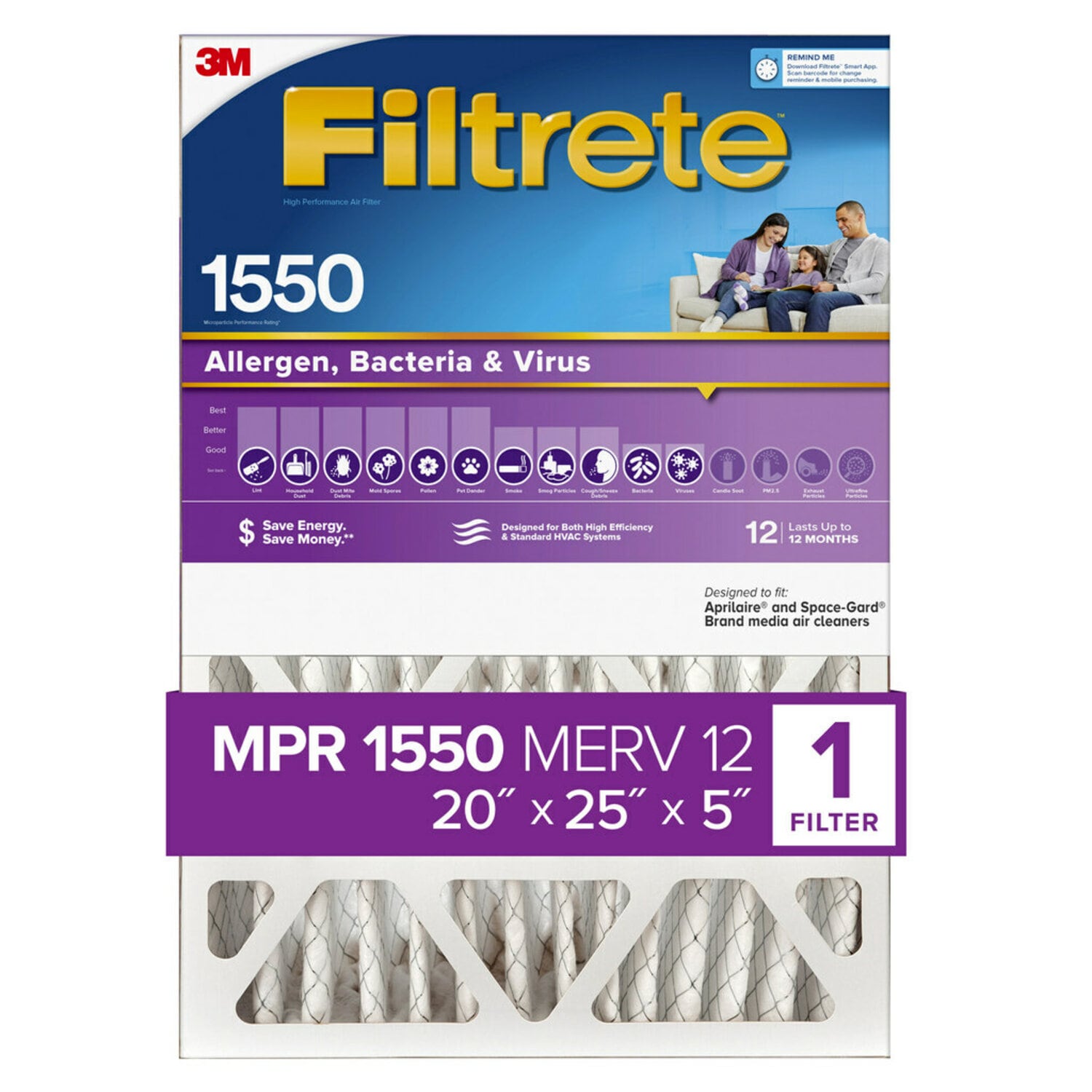 7100188166 - Filtrete Ultra Allergen Reduction Deep Pleat Filter NDP03-5IN-2, 20 in x 25 in x 5 in (50.8 cm x 63.5 cm x 12.7 cm)