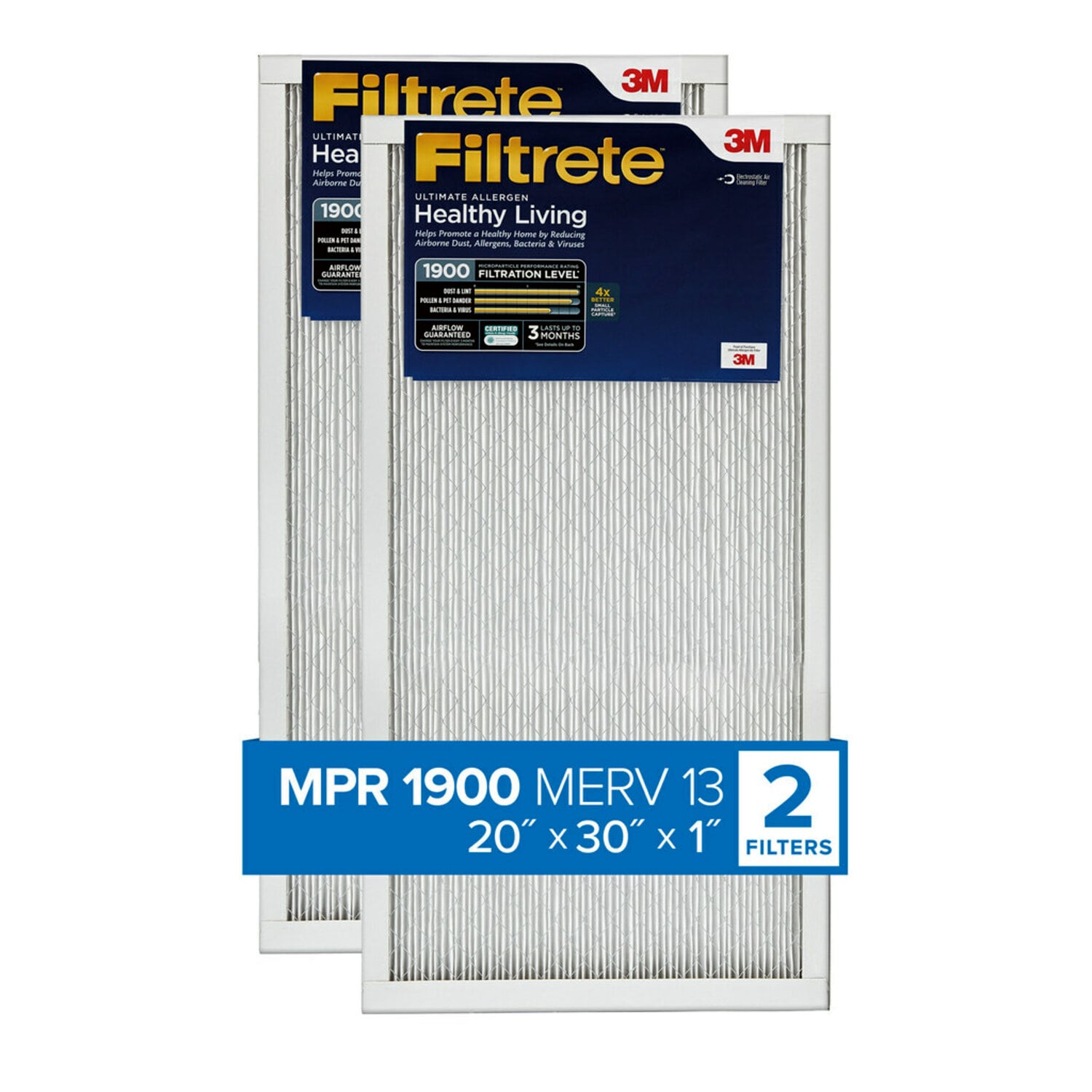 7100212154 - Filtrete Ultimate Allergen Reduction Filter UT22-2PK-1E, 20 in x 30 in x 1 in (50.8 cm x 76.2 cm x 2.5 cm)