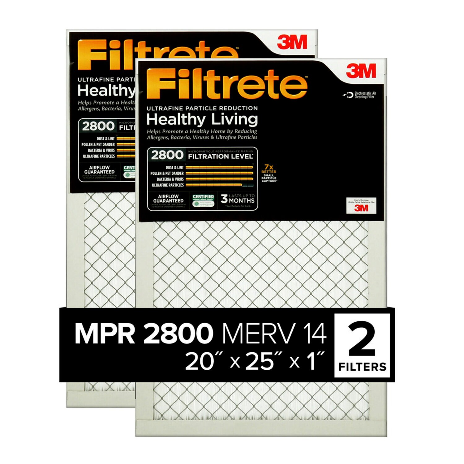 7100212137 - Filtrete Ultrafine Particle Reduction Filter UF03-2PK-1E, 20 in x 25 in x 1 in(50.8 cm x 63.5 cm x 2.5 cm)
