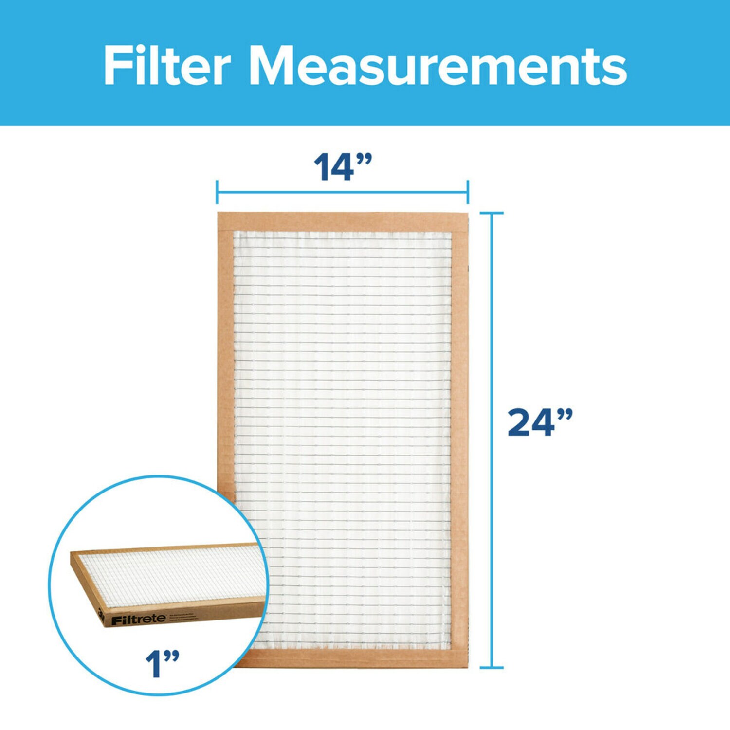 7100140696 - Filtrete Basic Pleated Air Filter, FBA23CI-3PK-2, 14 in x 24 in x 1 in
(35,5 cm x 60,9 cm x 2,5 cm)