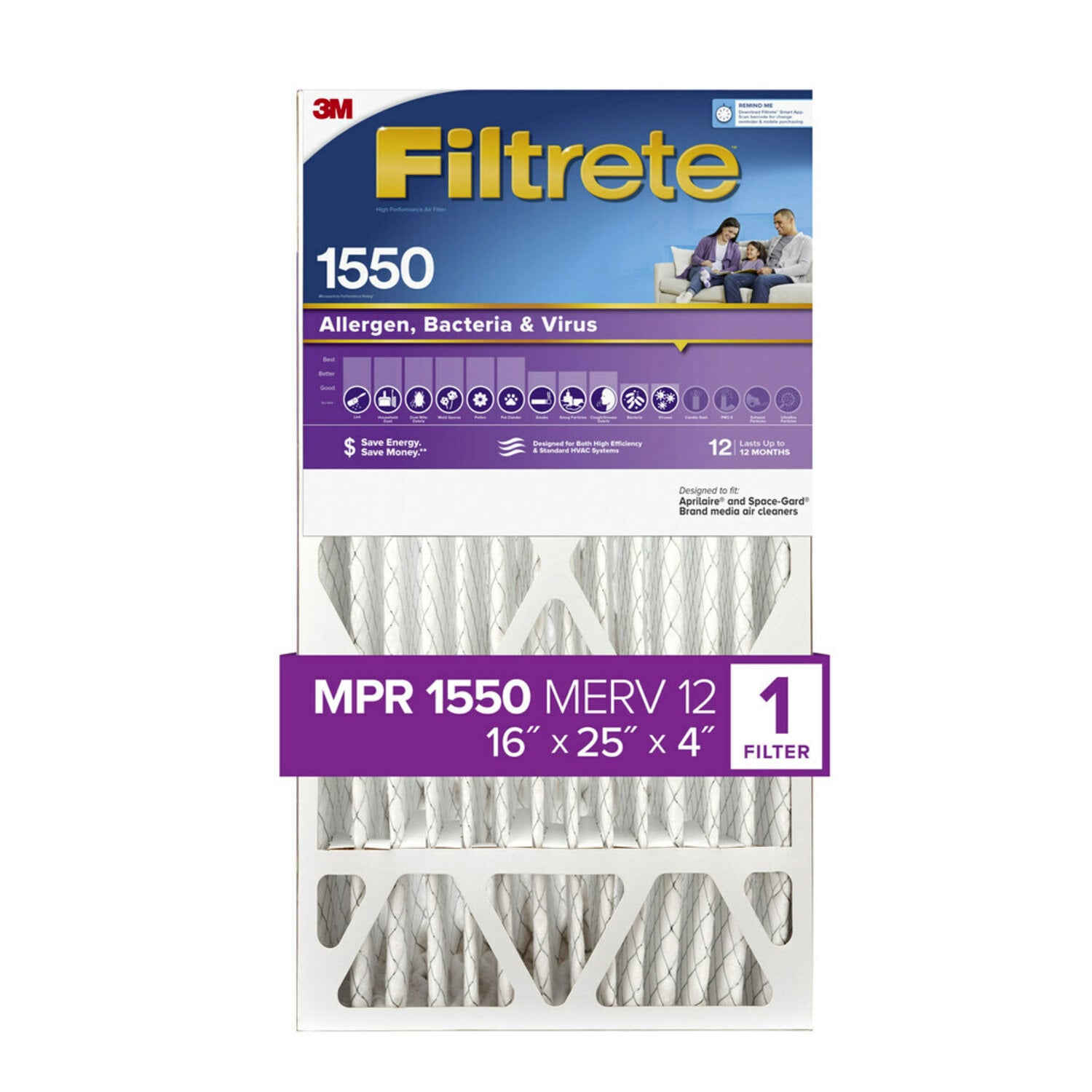 7100097248 - Filtrete Ultra Allergen Reduction Deep Pleat Filter NDP01-4IN-4, 16 in x 25 in x 4 in (40.1 cm x 62.2 cm x 10.6 cm)
