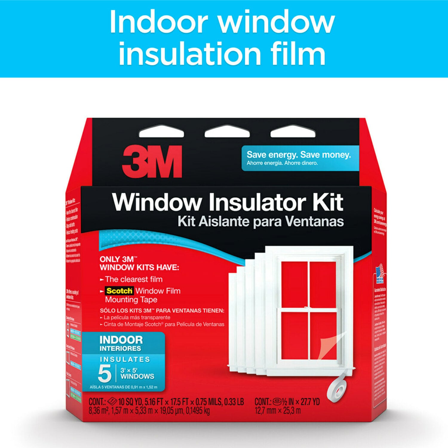 7010332456 - 3M Indoor Window Insulator Kit - Five Pack 2141-EP, 62 in x 210 in