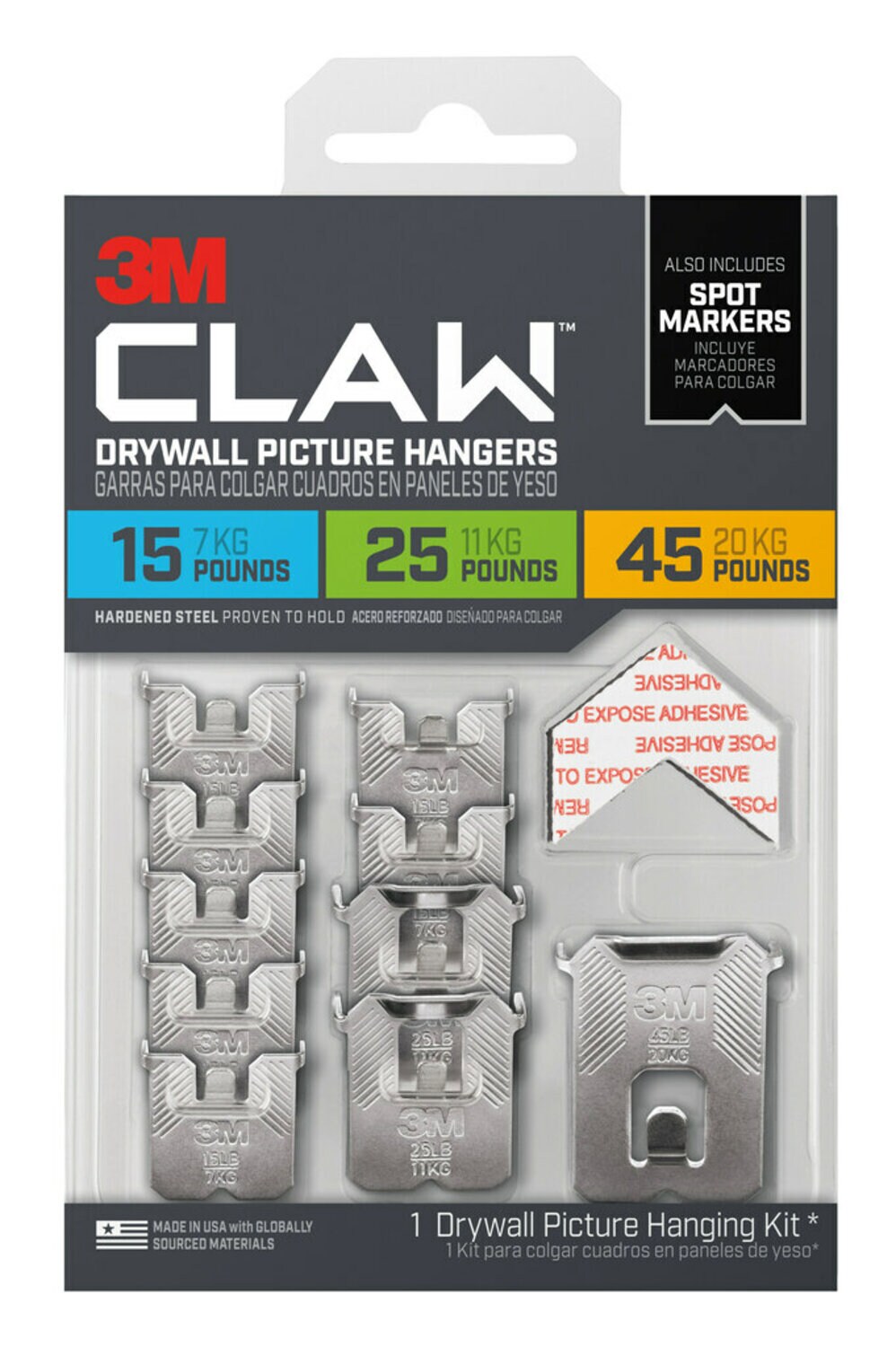 7100240931 - 3M CLAW Drywall Picture Hanger Variety Pack with Spot Markers 3PHKITM-10ES