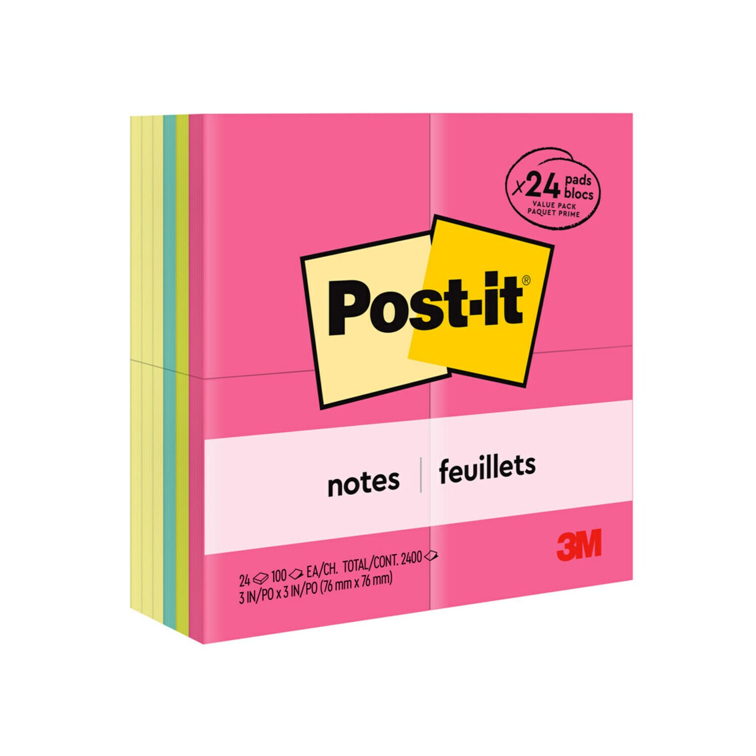 7100237013 - Post-it Notes 654-CYP-24VA, 3 in x 3 in (76 mm x 76 mm)