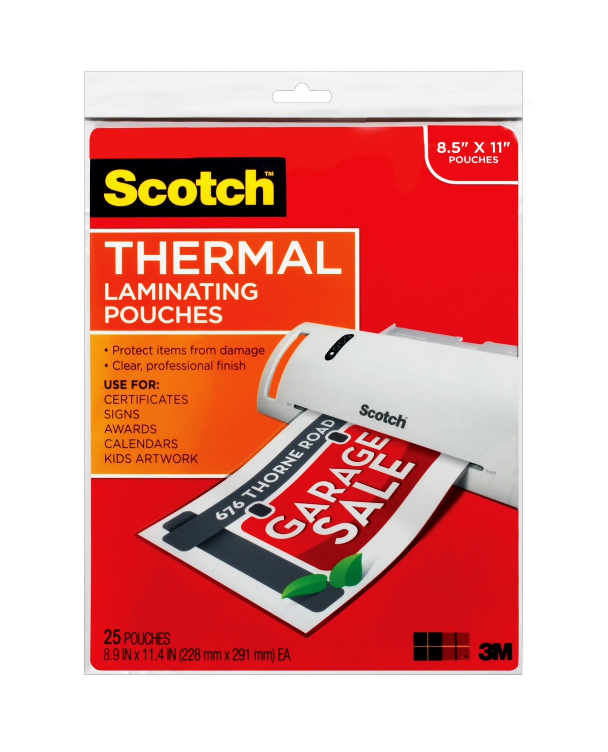 7010332810 - Scotch Thermal Laminating Pouches TP3854-25, 8.9 in x 11.4 in (228 mm x
291 mm) 25 PK