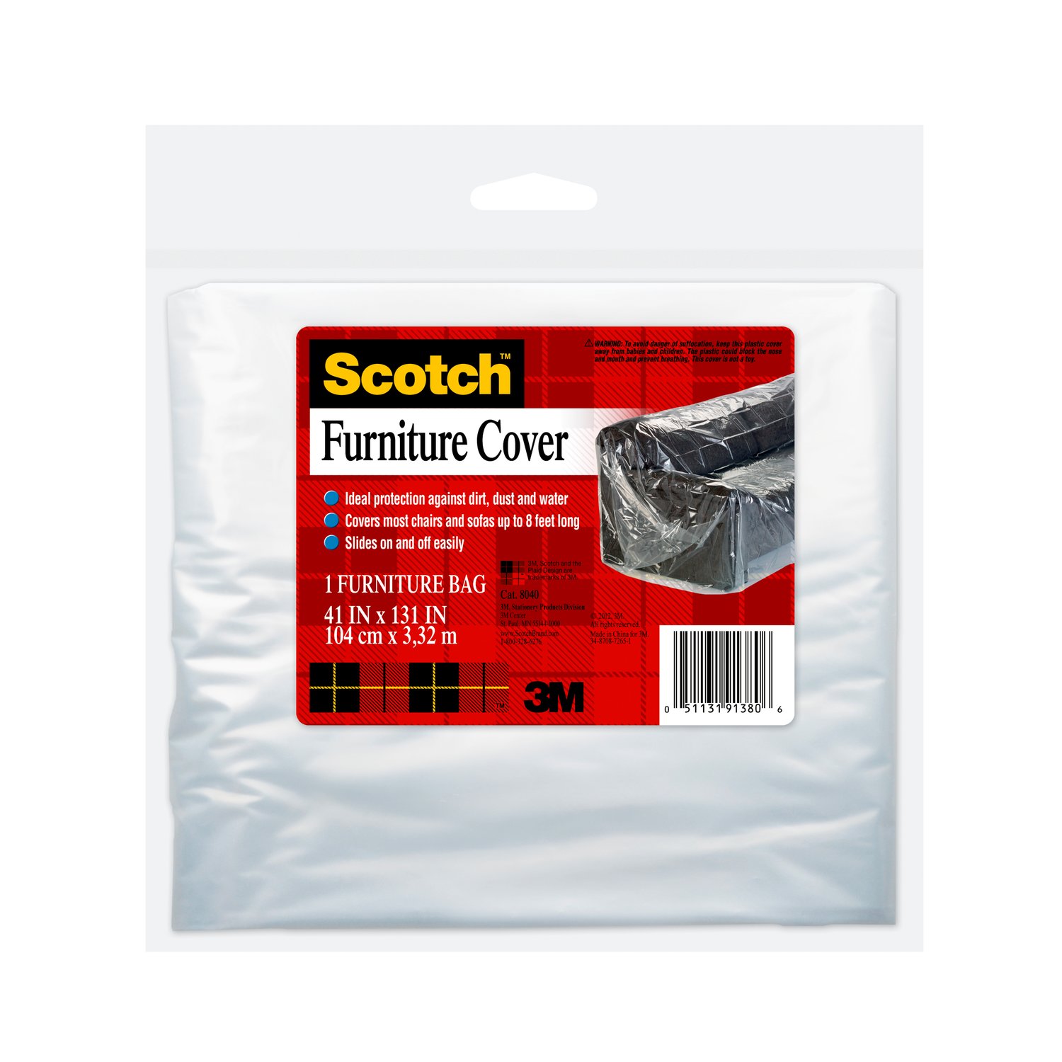 7010332655 - Scotch Furniture Cover, 8040, 41 in x 131 in (104 cm x 3,32 m), 12/Case