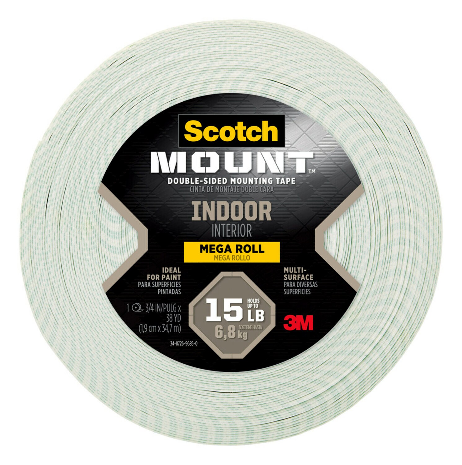 7100250334 - Scotch-Mount Indoor Double-Sided Mounting Tape 110H-MR, 3/4 in x 38 yd (1.9 cm x 34.75 m)
