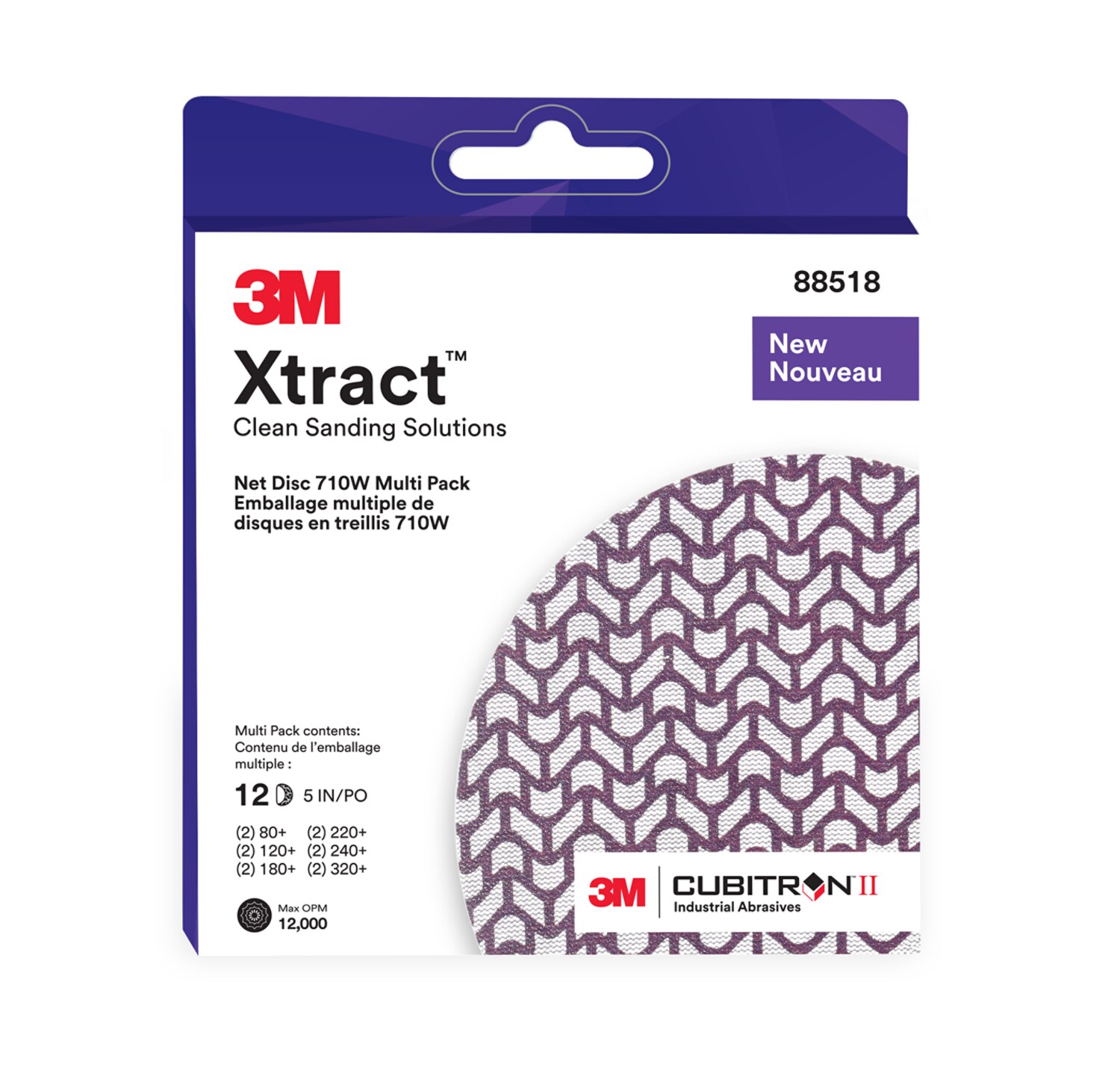 7100288313 - 3M Xtract Cubitron II Net Disc 710W, Multi-Grade, 5 in x NH, Die 500X, 20 ea/Case, Multi-pack