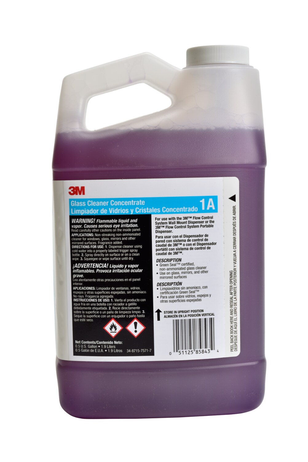 7010385971 - 3M Glass Cleaner Concentrate 1A, 0.5 Gallon, 4/Case