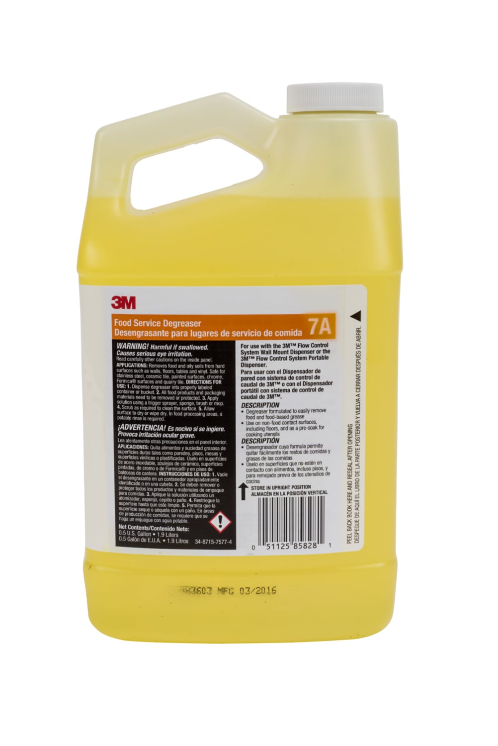7010385964 - 3M Food Service Degreaser Concentrate 7A, 0.5 Gallon, 4/Case