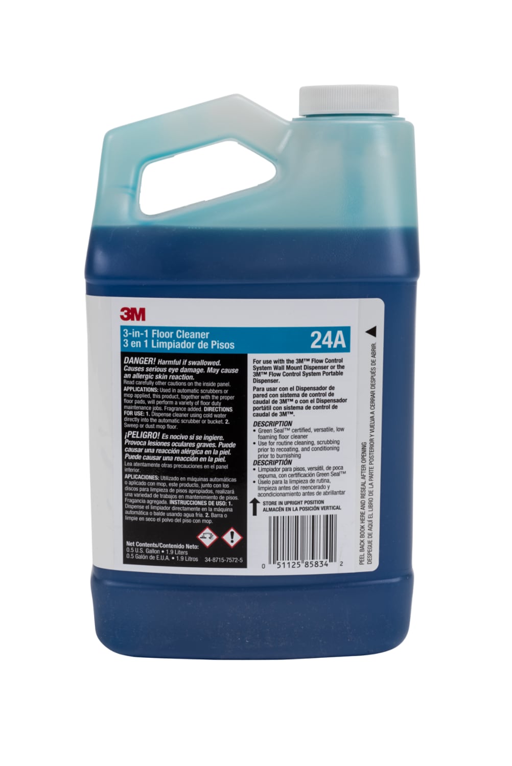 7010342248 - 3M 3-in-1 Floor Cleaner Concentrate 24A, 0.5 Gallon, 4/Case
