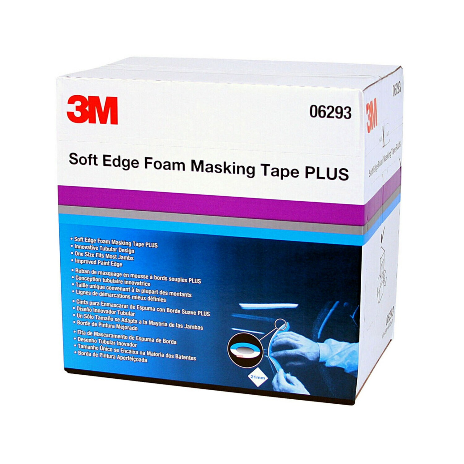 7000000527 - 3M Soft Edge Foam Masking Tape +, 06293, 21mm x 49m, 1 per case