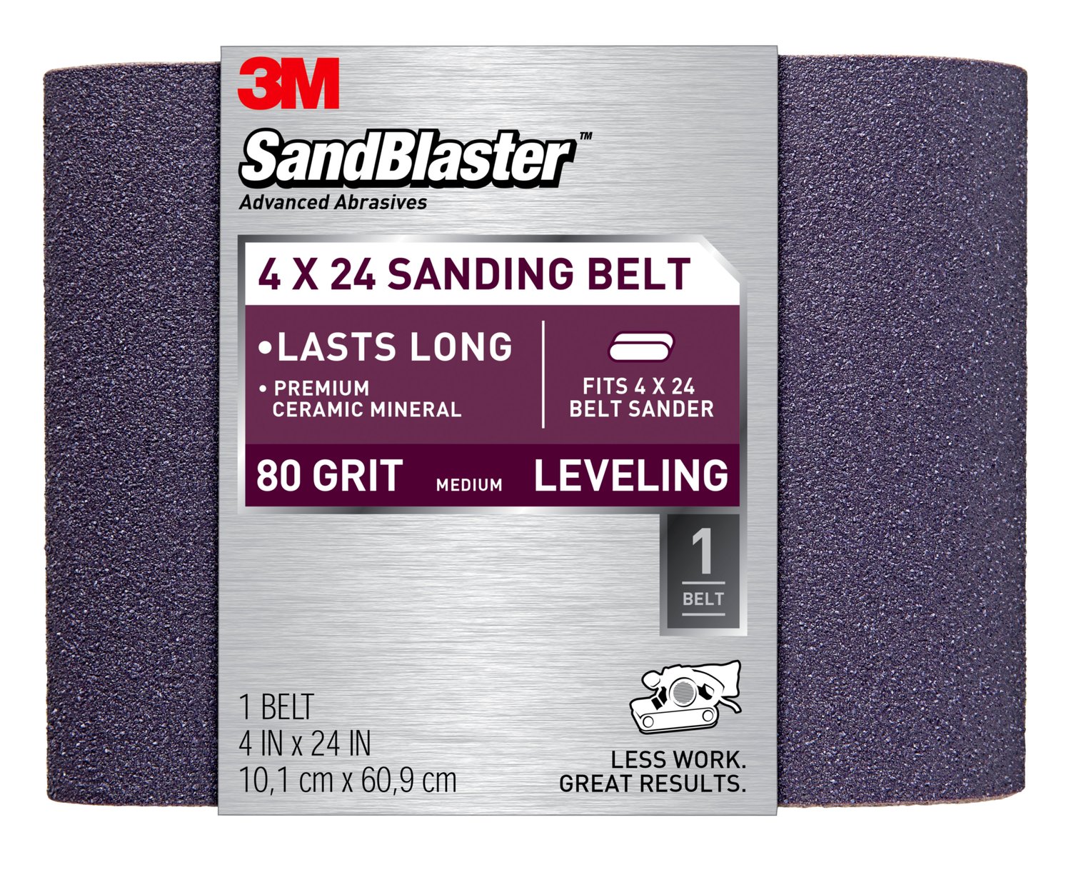7010336712 - 3M SandBlaster Sanding Belt, 9611, 4 in x 24 in, 80 grit, 6/cs