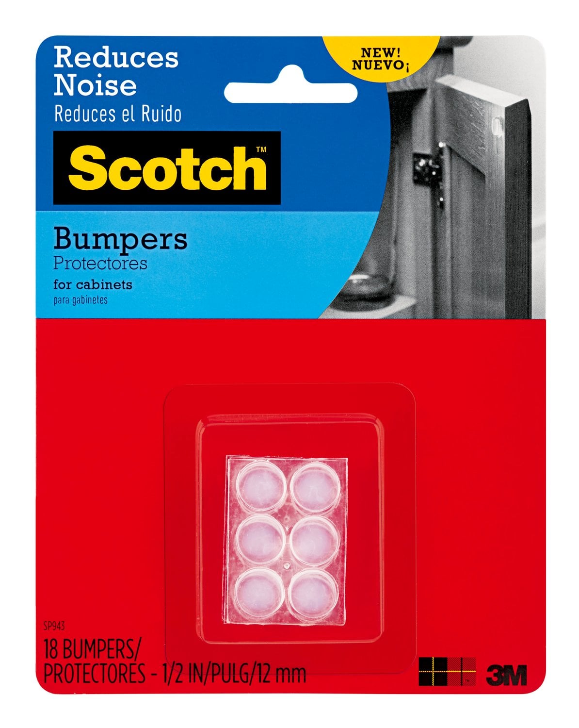 7100085956 - Scotch Bumpers SP943-NA, Clear, 1/2 in, 18/pk